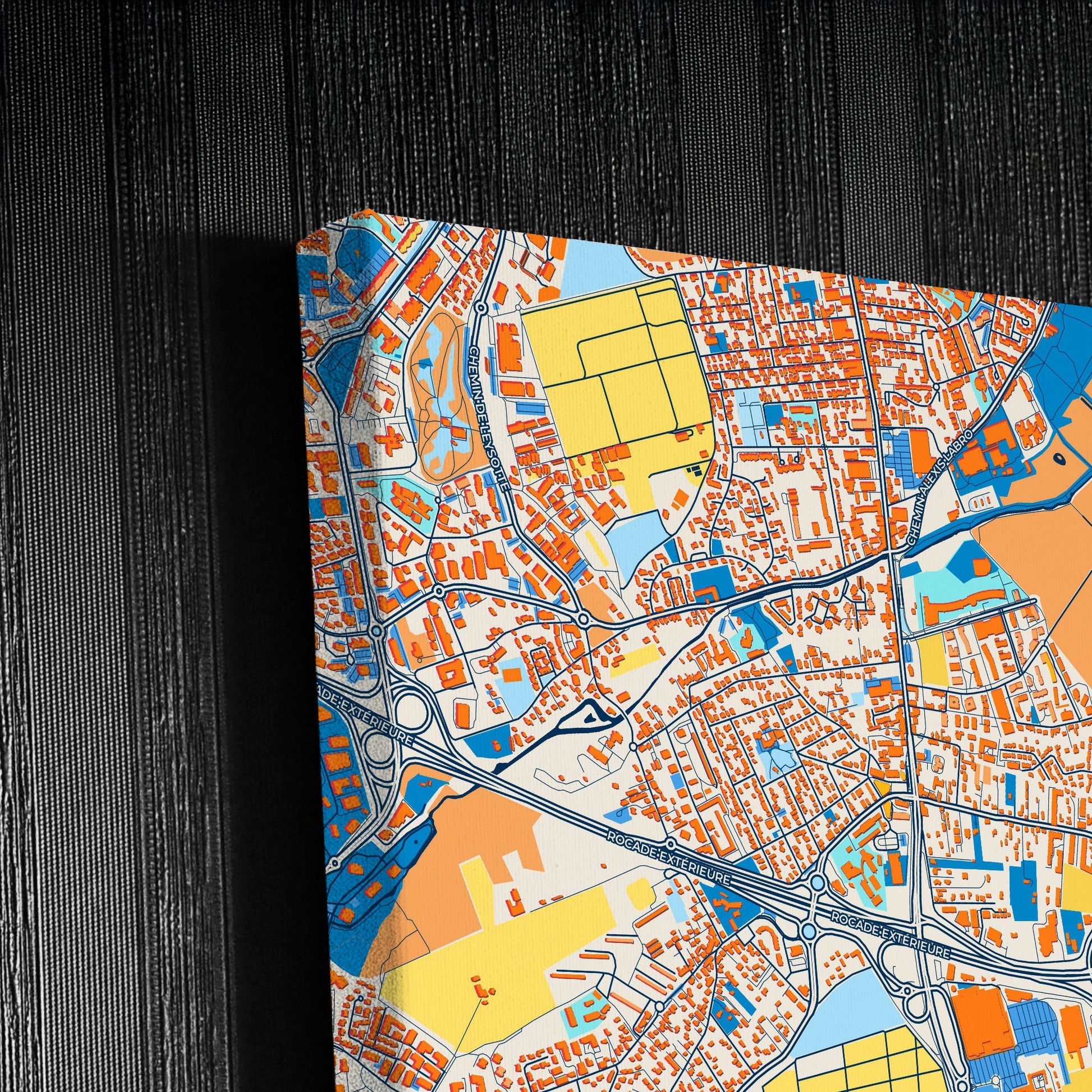 Villenave-D Ornon France Colorful City Map Canvas Print Detail