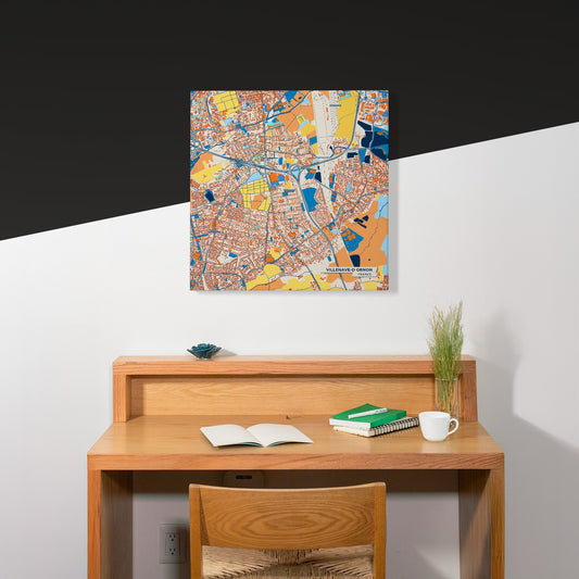 Villenave-D Ornon France Colorful City Map Canvas Print Scene