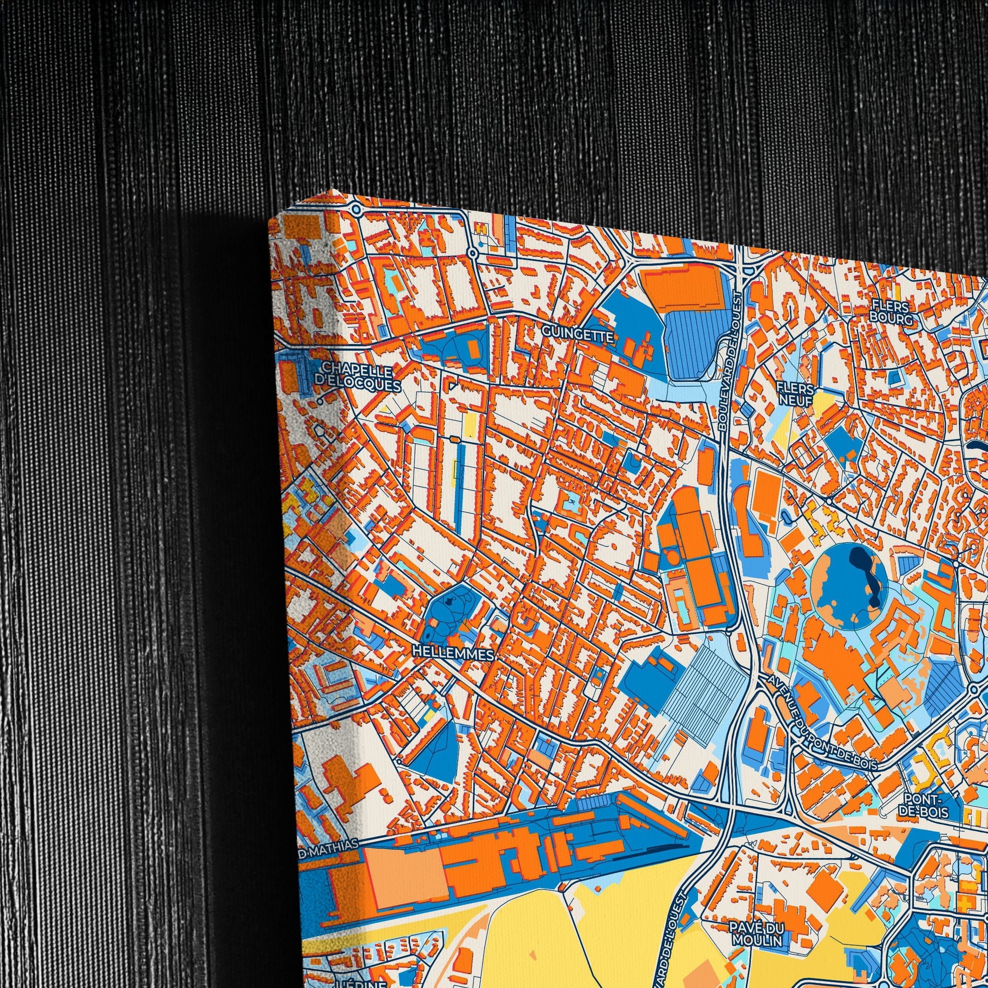 Villeneuve-D Ascq France Colorful City Map Canvas Print Detail