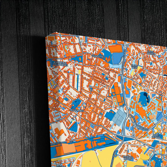 Villeneuve-D Ascq France Colorful City Map Canvas Print Detail