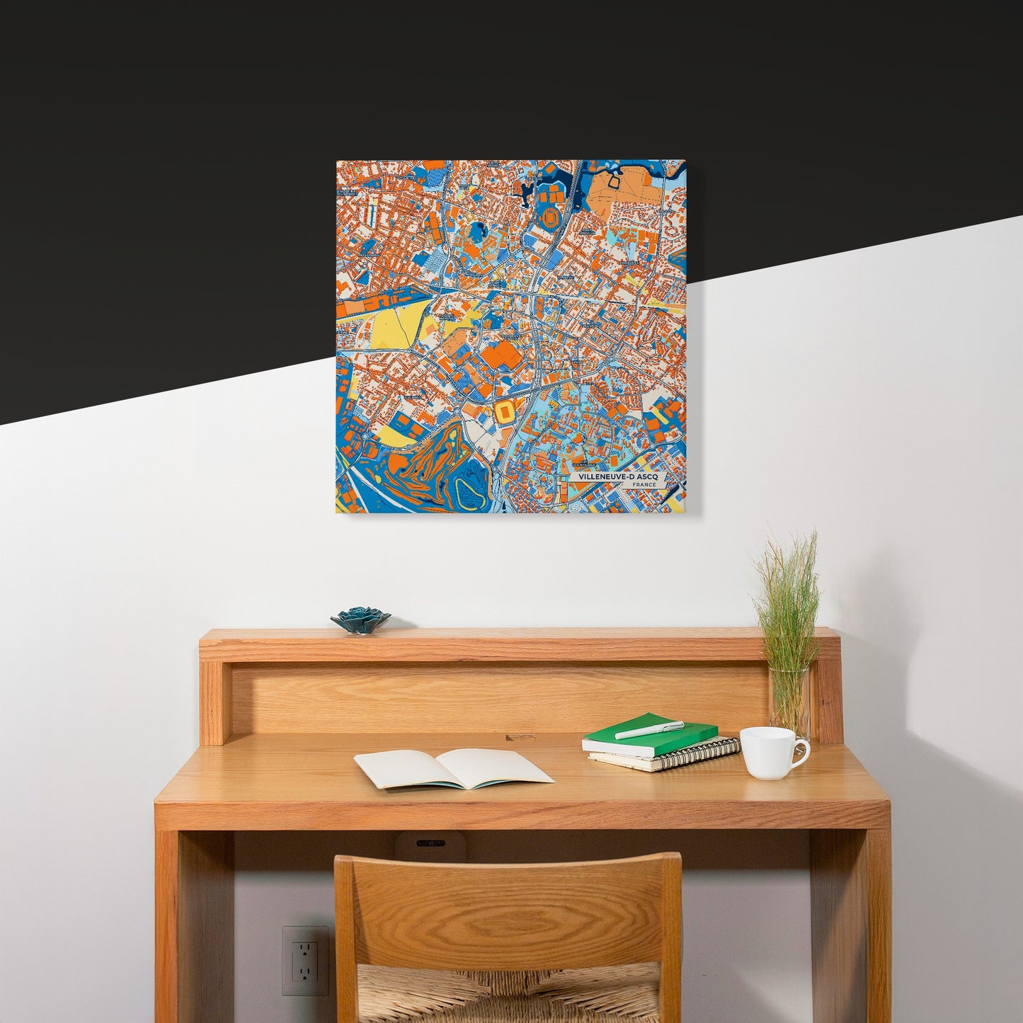 Villeneuve-D Ascq France Colorful City Map Canvas Print Scene