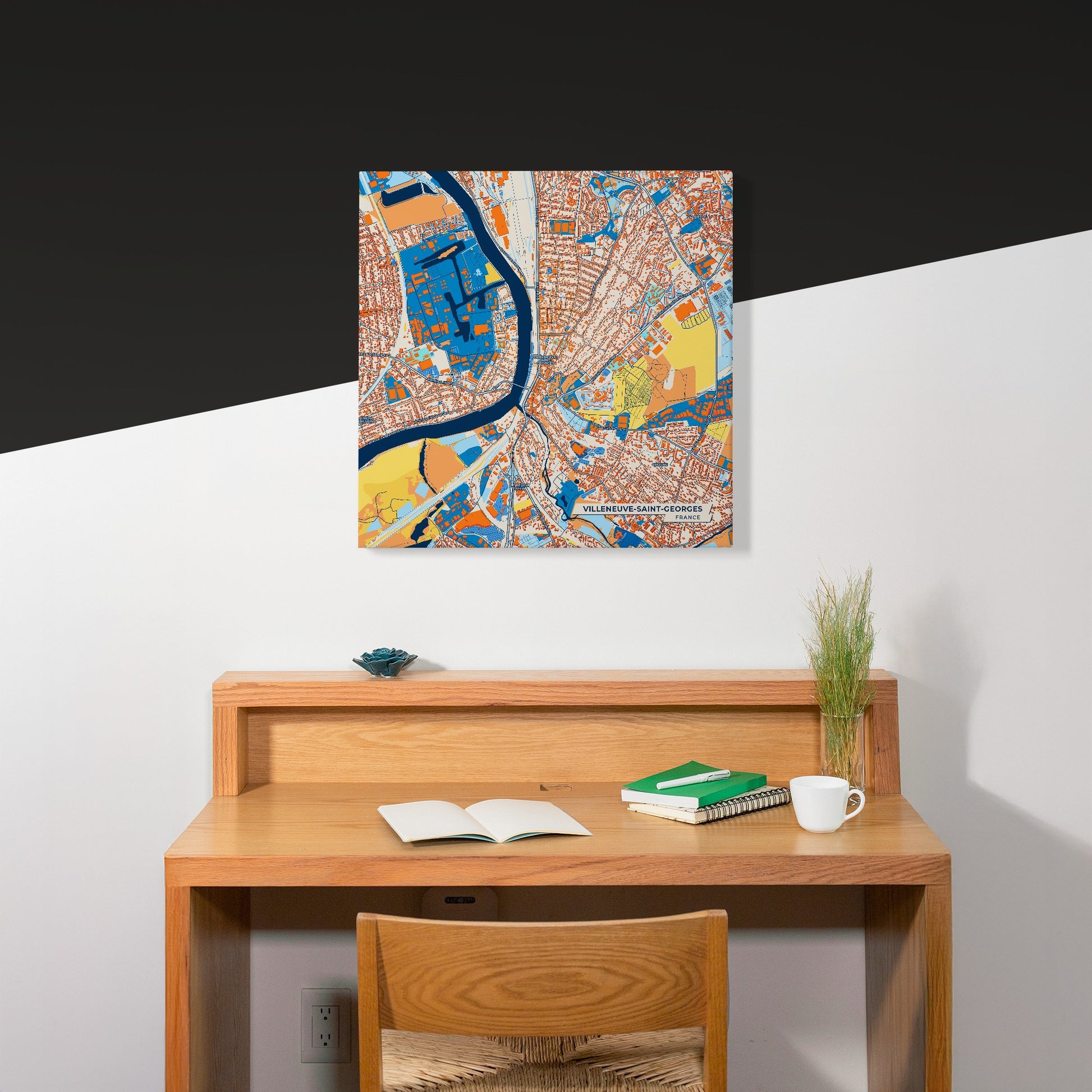 Villeneuve-Saint-Georges France Colorful City Map Canvas Print Scene