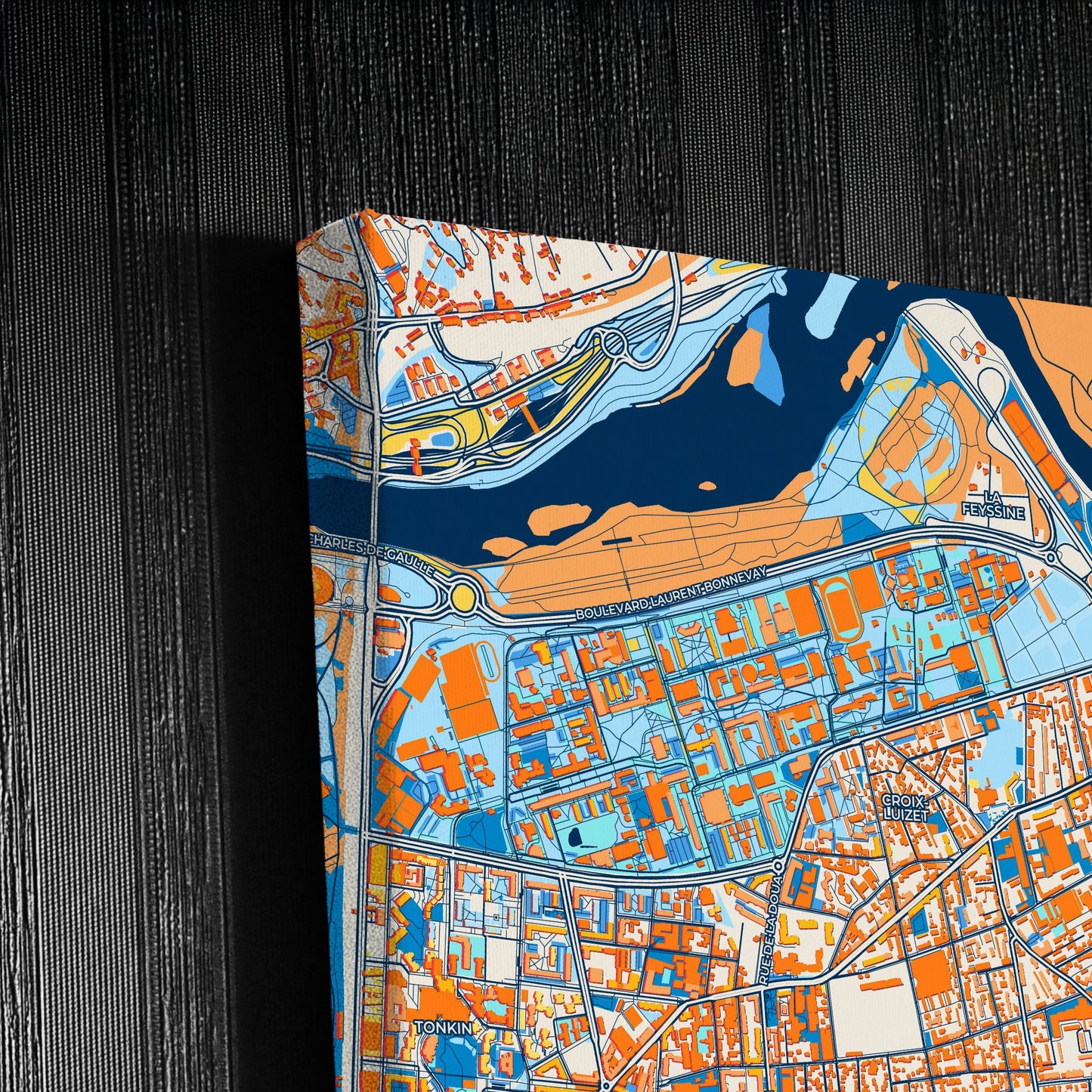 Villeurbanne France Colorful City Map Canvas Print Detail