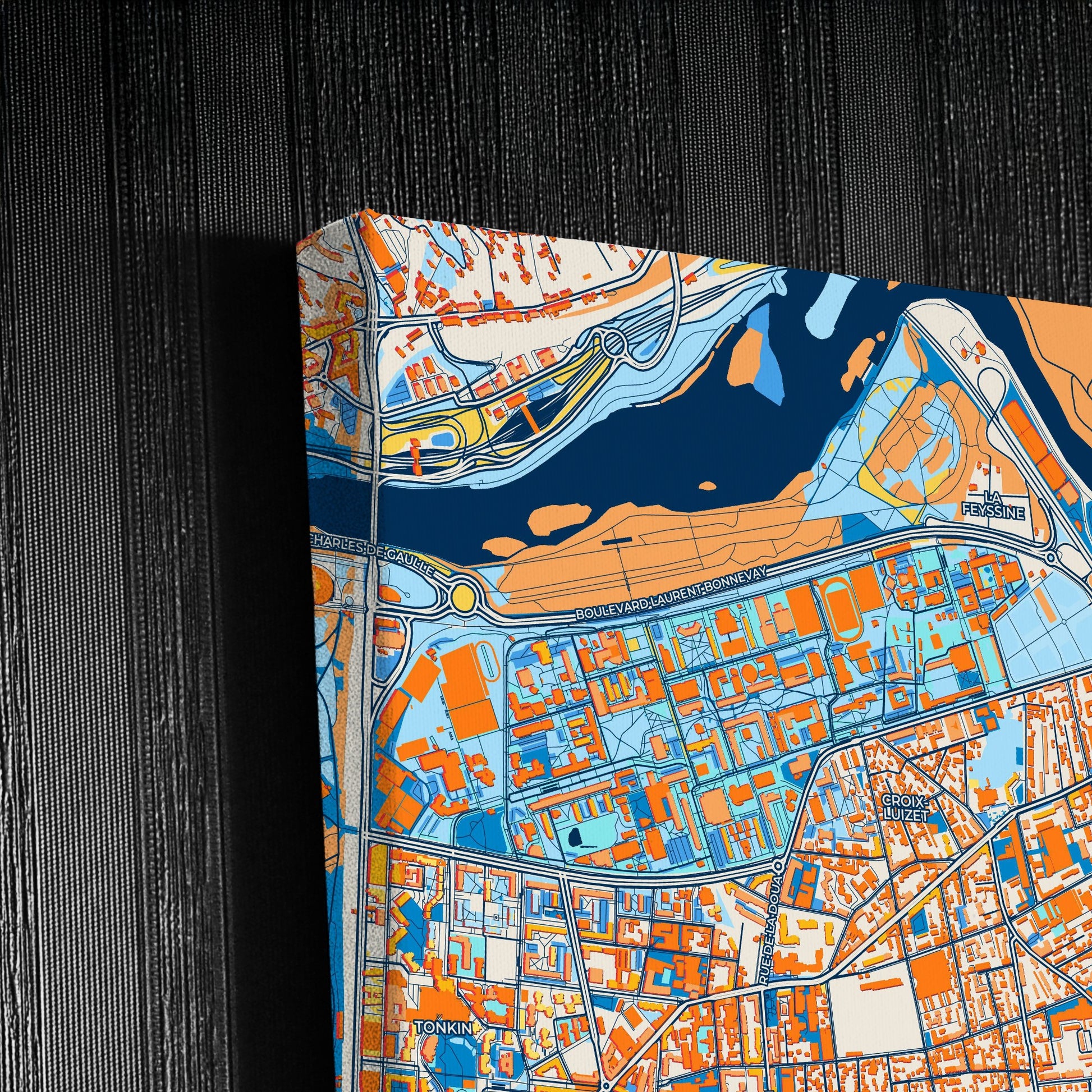 Villeurbanne France Colorful City Map Canvas Print Detail