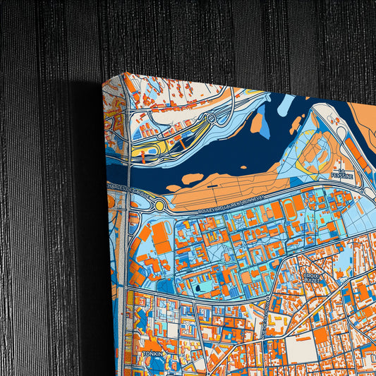 Villeurbanne France Colorful City Map Canvas Print Detail