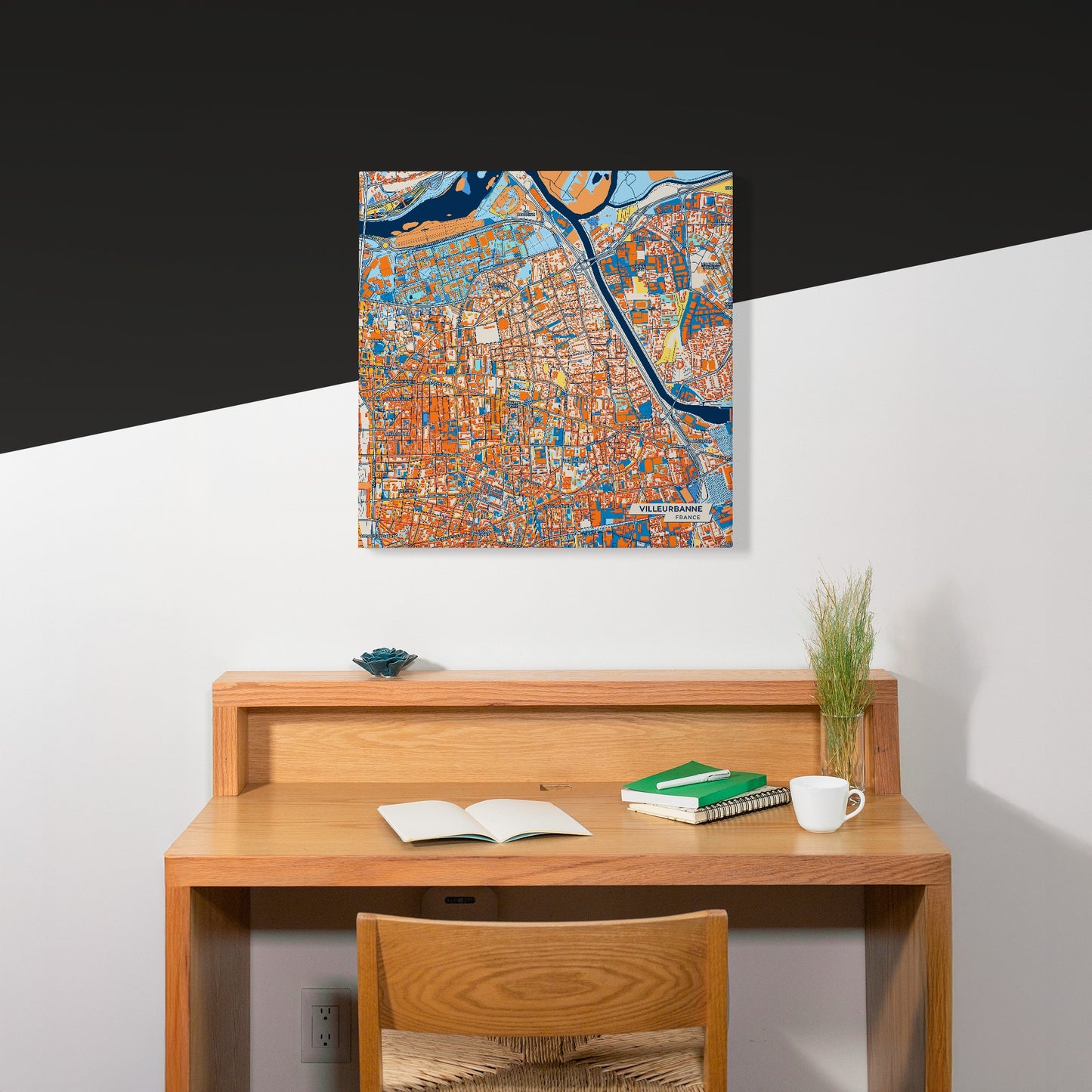 Villeurbanne France Colorful City Map Canvas Print Scene