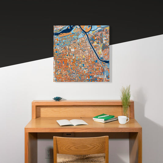 Villeurbanne France Colorful City Map Canvas Print Scene