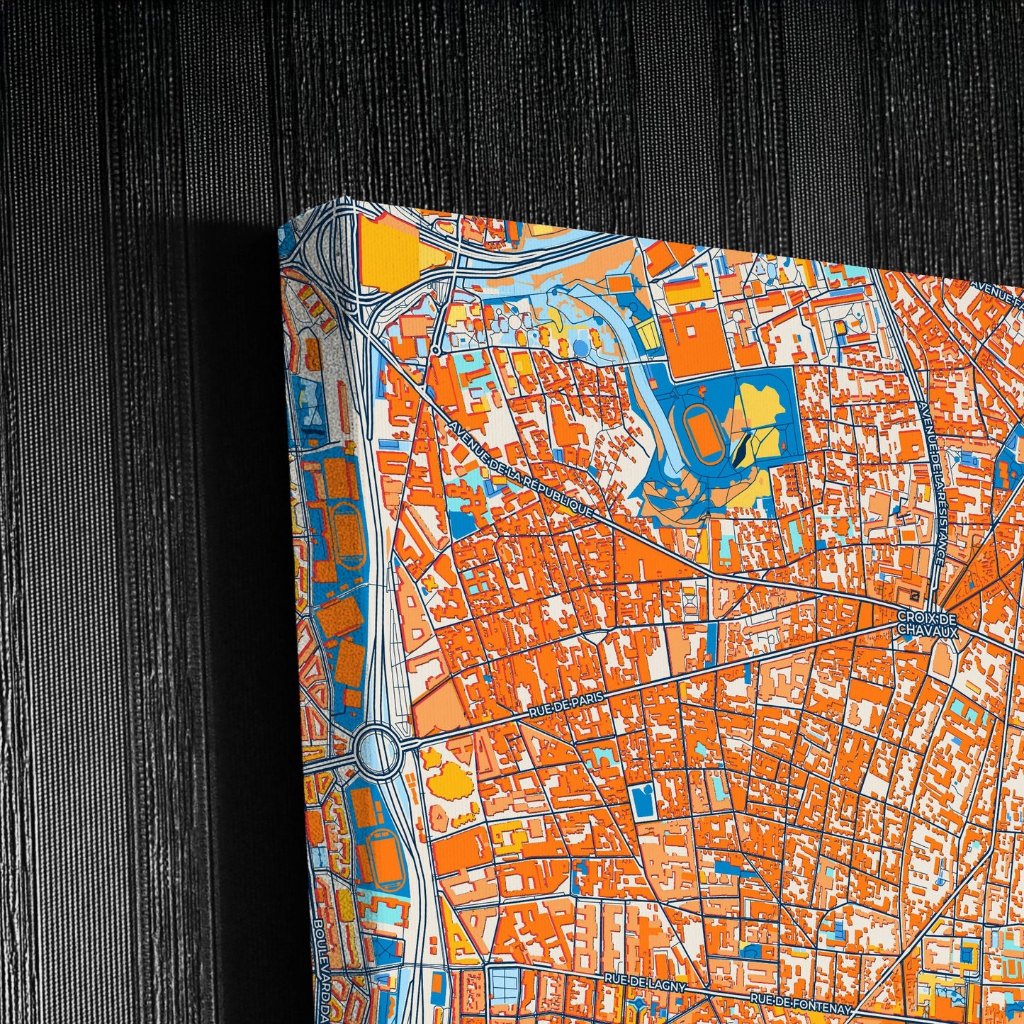 Vincennes France Colorful City Map Canvas Print Detail
