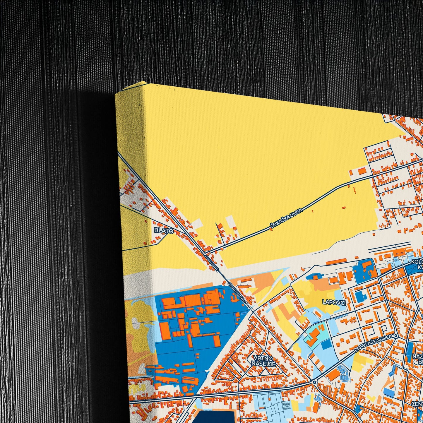 Vinkovci Croatia Colorful City Map Canvas Print Detail