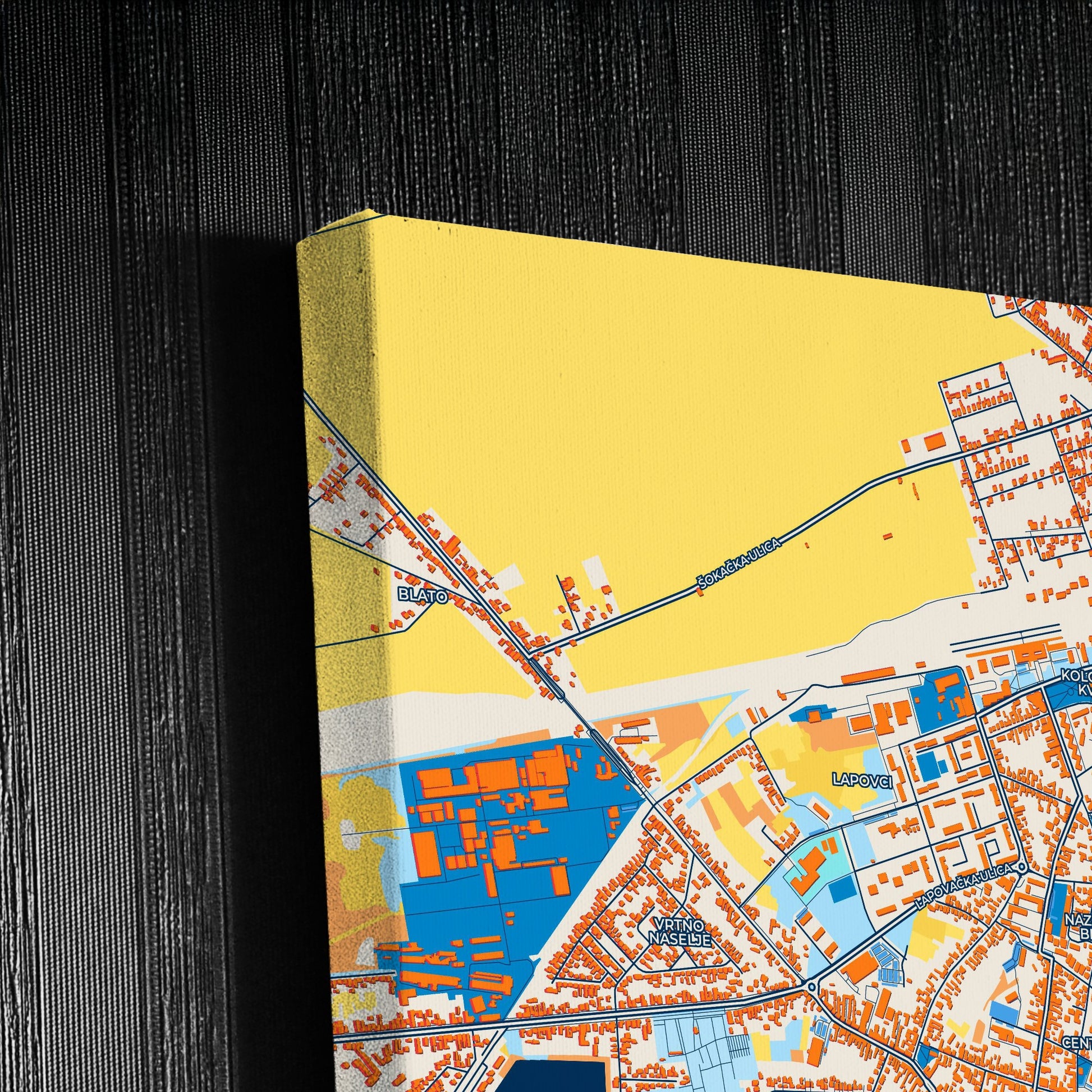 Vinkovci Croatia Colorful City Map Canvas Print Detail