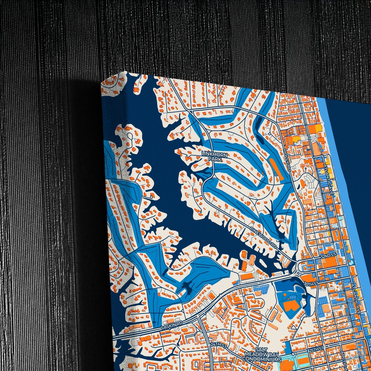 Virginia Beach Virginia Colorful City Map Canvas Print Detail