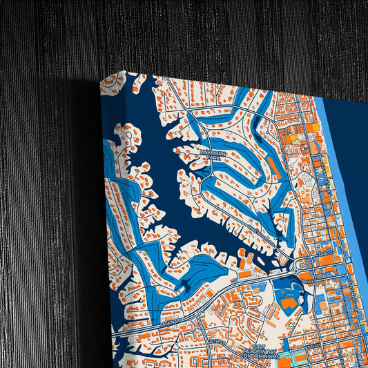 Virginia Beach Virginia Colorful City Map Canvas Print Detail