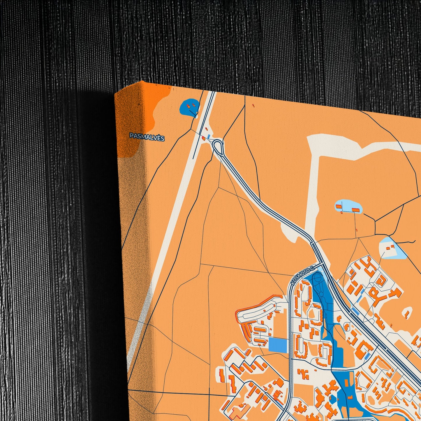 Visaginas Lithuania Colorful City Map Canvas Print Detail