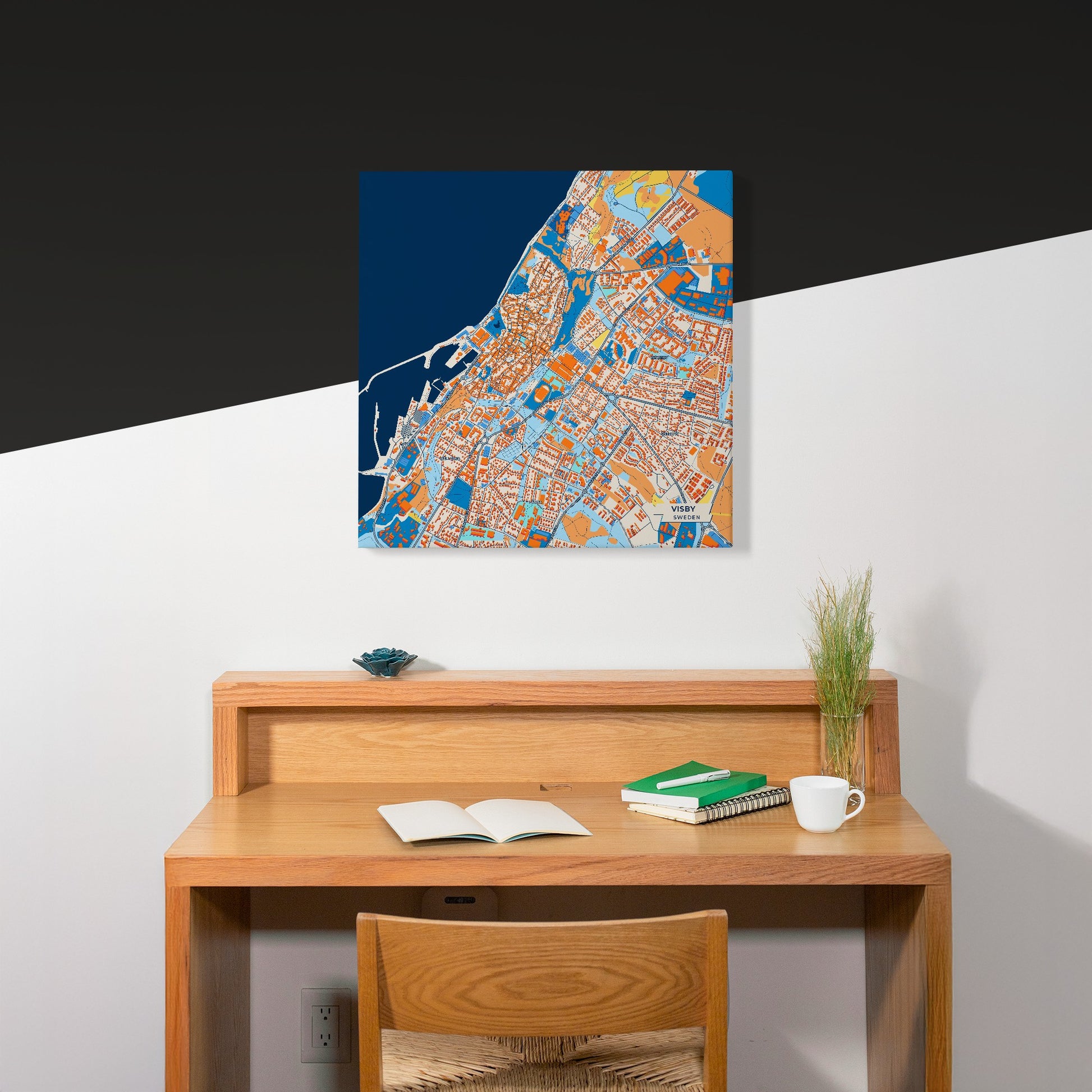 Visby Sweden Colorful City Map Canvas Print Scene