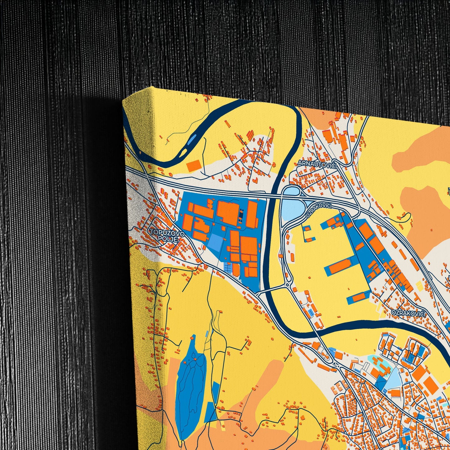 Visoko Bosnia And Herzegovina Colorful City Map Canvas Print Detail