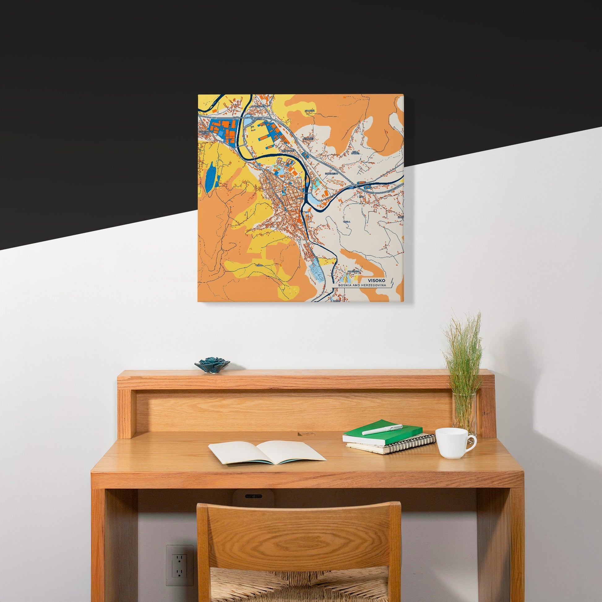 Visoko Bosnia And Herzegovina Colorful City Map Canvas Print Scene