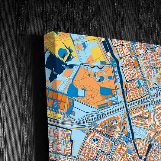 Vlaardingen Netherlands Colorful City Map Canvas Print Detail