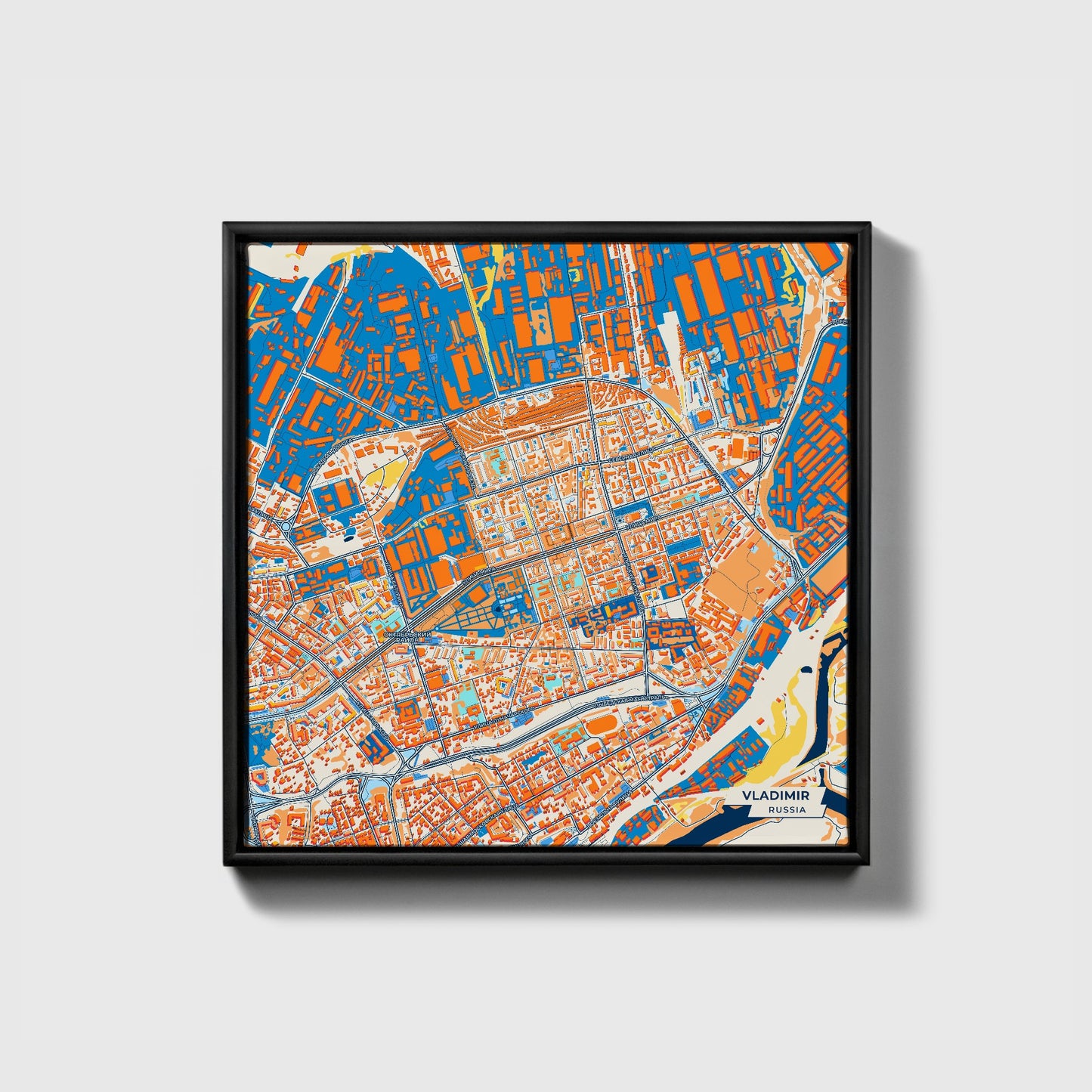 Владимир Russia Colorful City Map Canvas Print • Black Framed