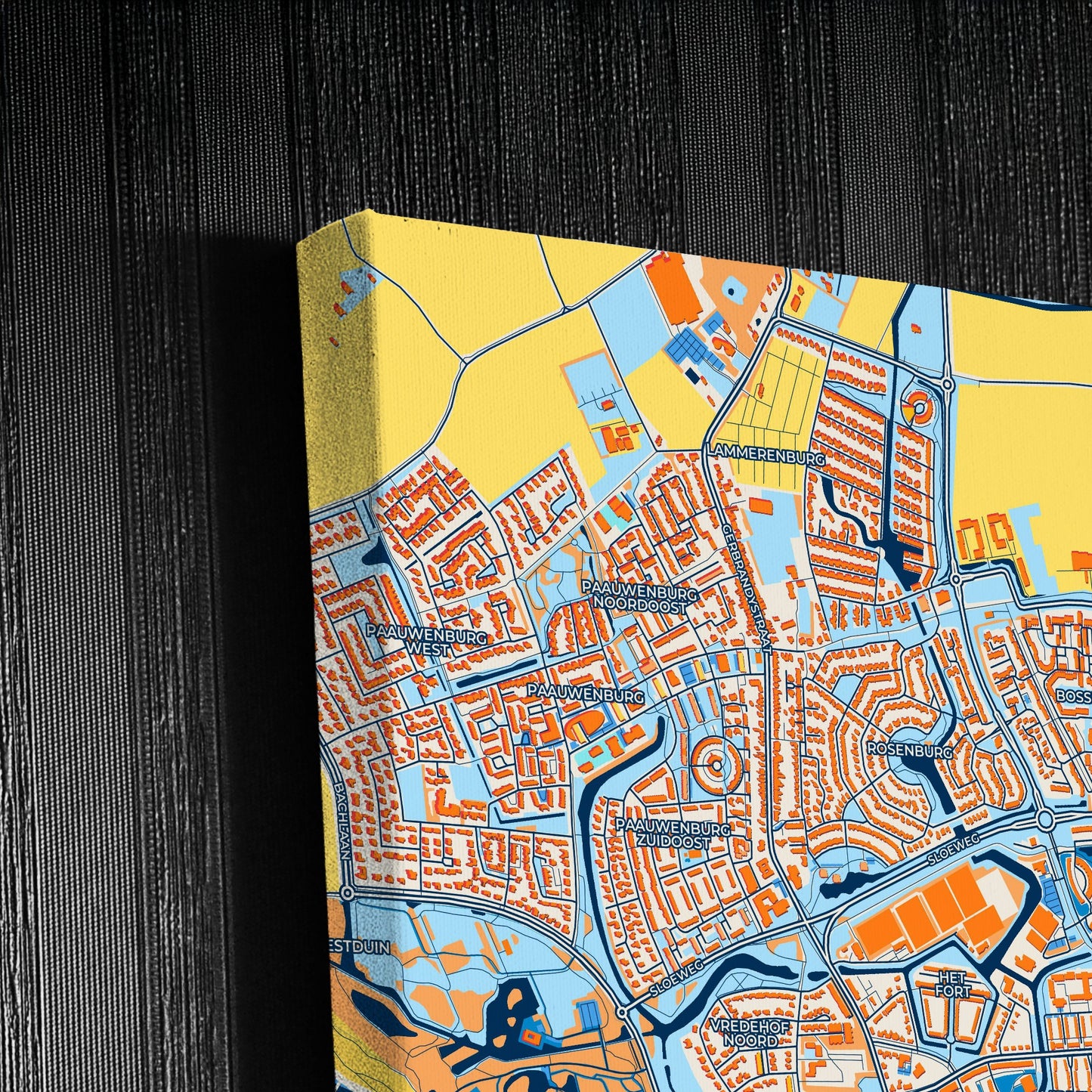Vlissingen Netherlands Colorful City Map Canvas Print Detail