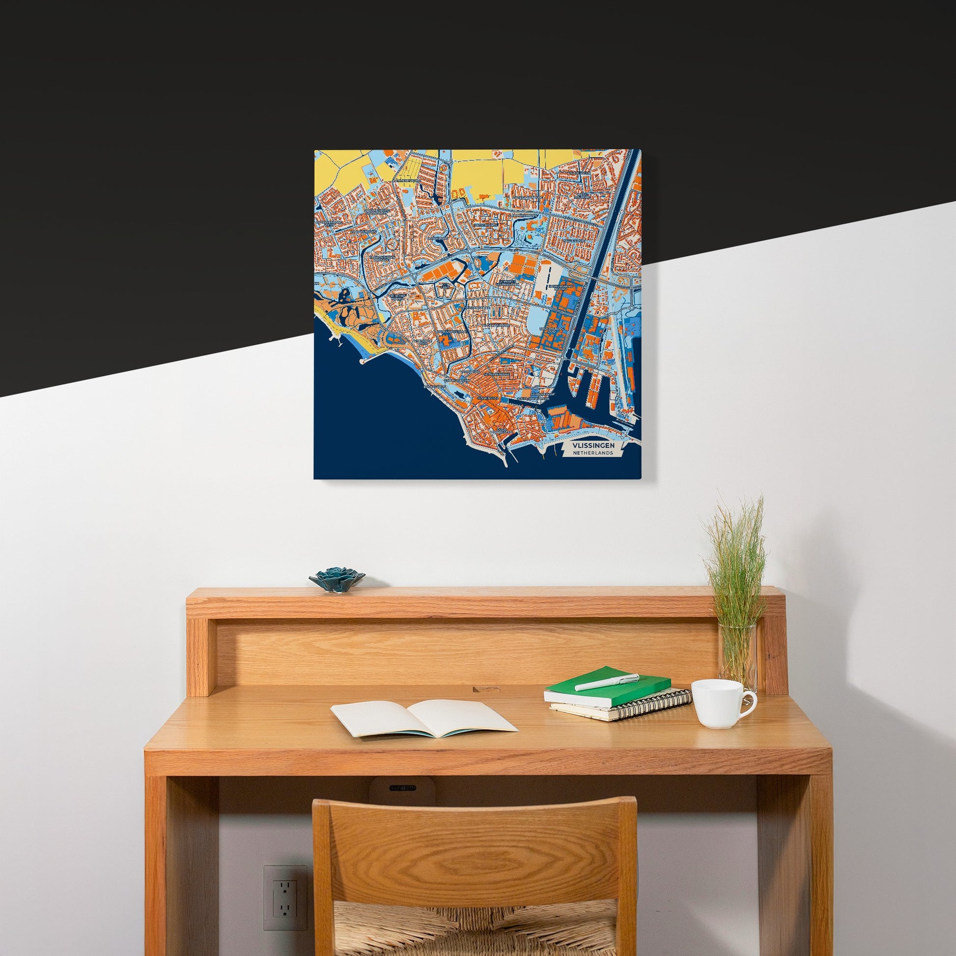 Vlissingen Netherlands Colorful City Map Canvas Print Scene