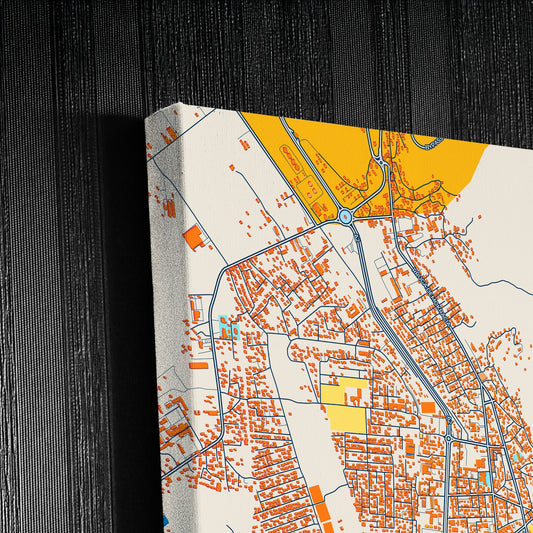 Vlorë Albania Colorful City Map Canvas Print Detail
