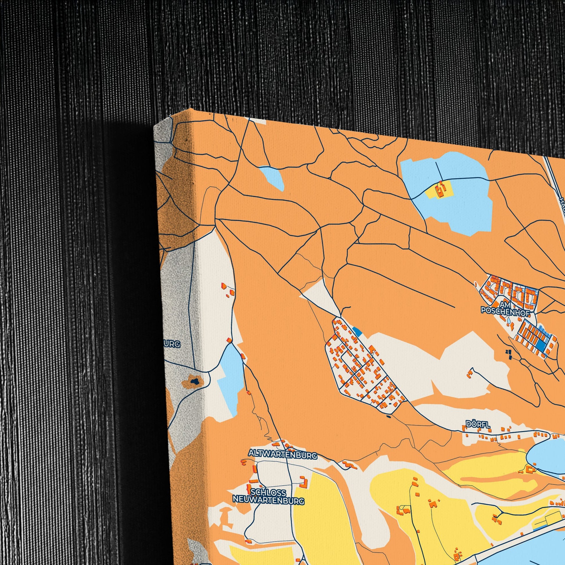 Vöcklabruck Austria Colorful City Map Canvas Print Detail