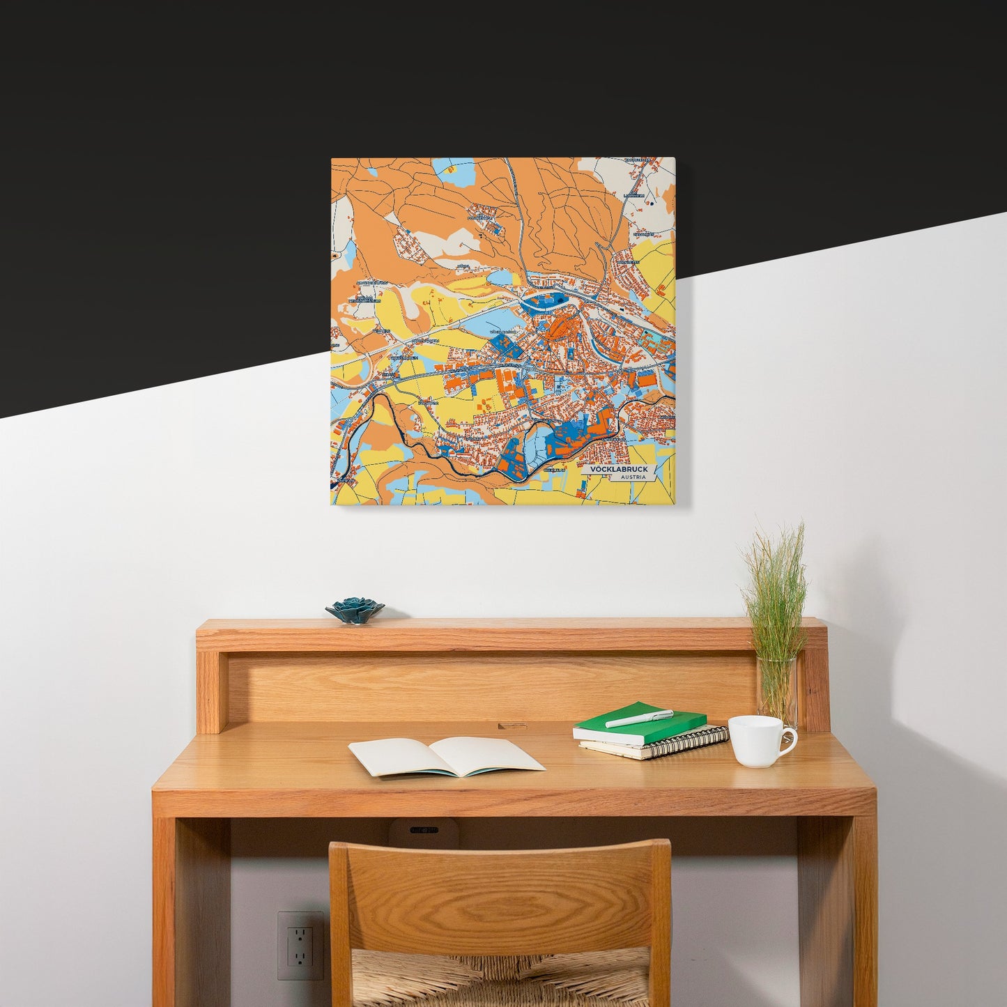 Vöcklabruck Austria Colorful City Map Canvas Print Scene