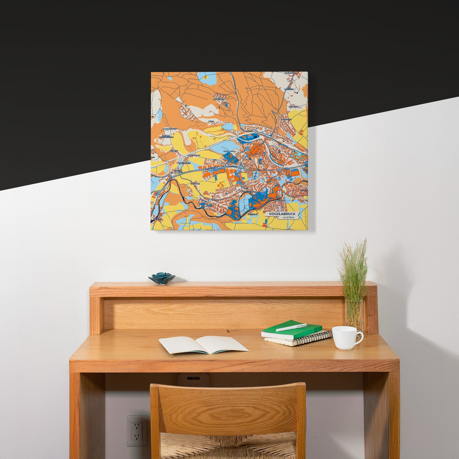 Vöcklabruck Austria Colorful City Map Canvas Print Scene