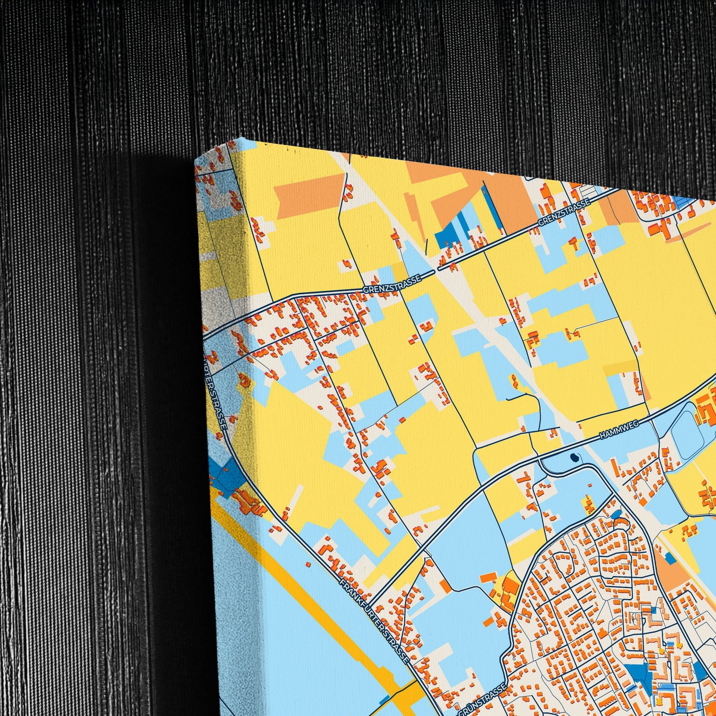 Voerde (Niederrhein) Germany Colorful City Map Canvas Print Detail