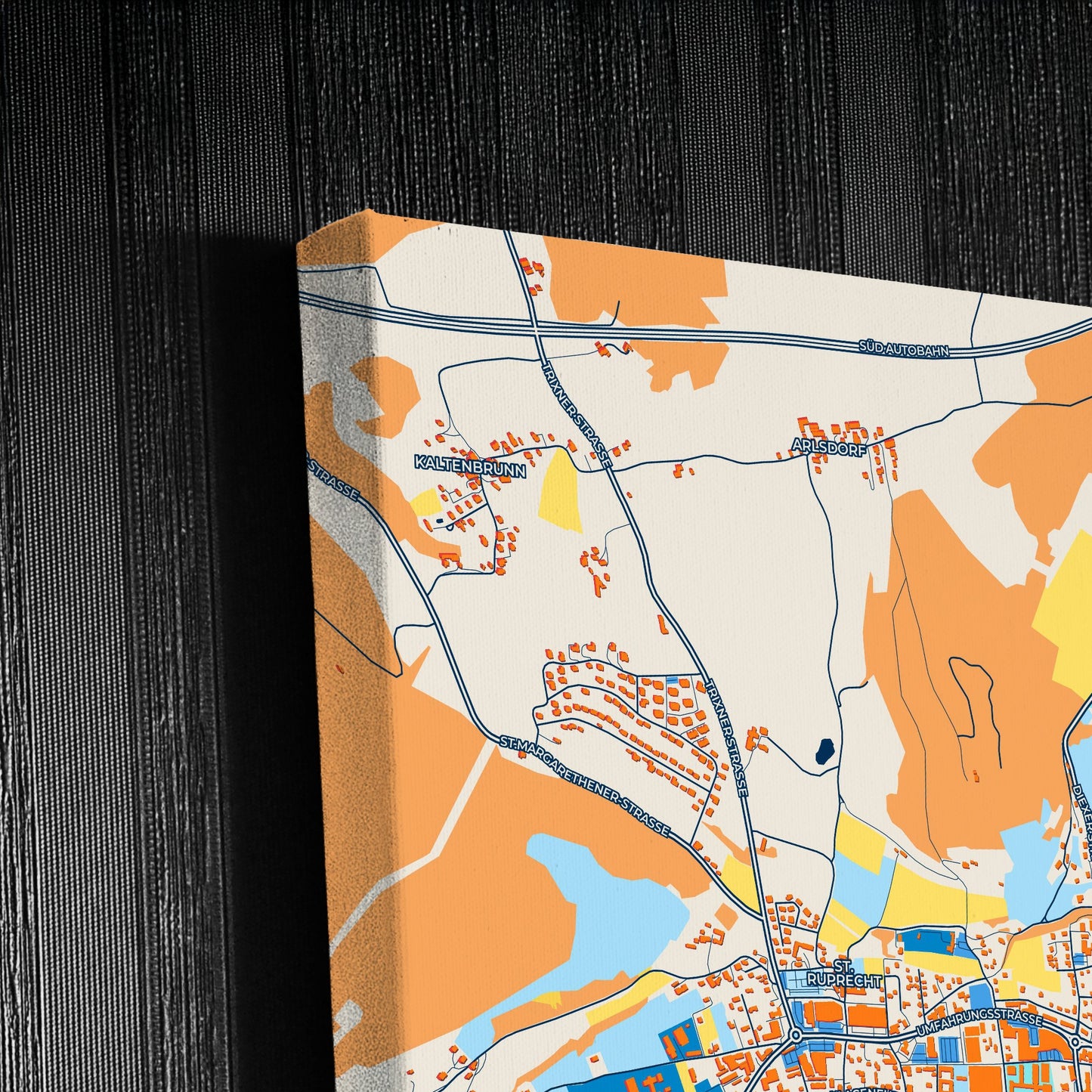 Völkermarkt Austria Colorful City Map Canvas Print Detail