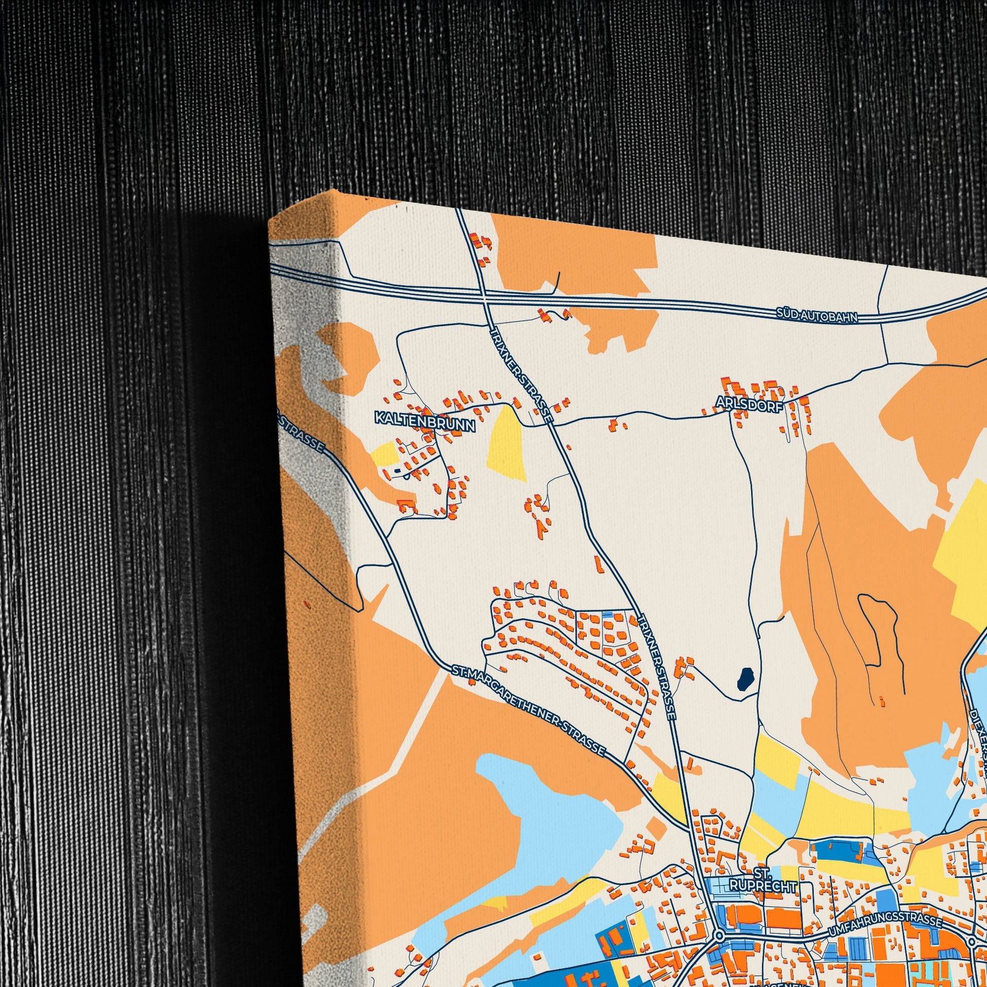 Völkermarkt Austria Colorful City Map Canvas Print Detail