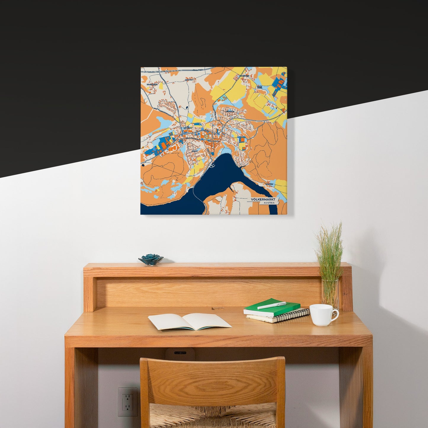 Völkermarkt Austria Colorful City Map Canvas Print Scene