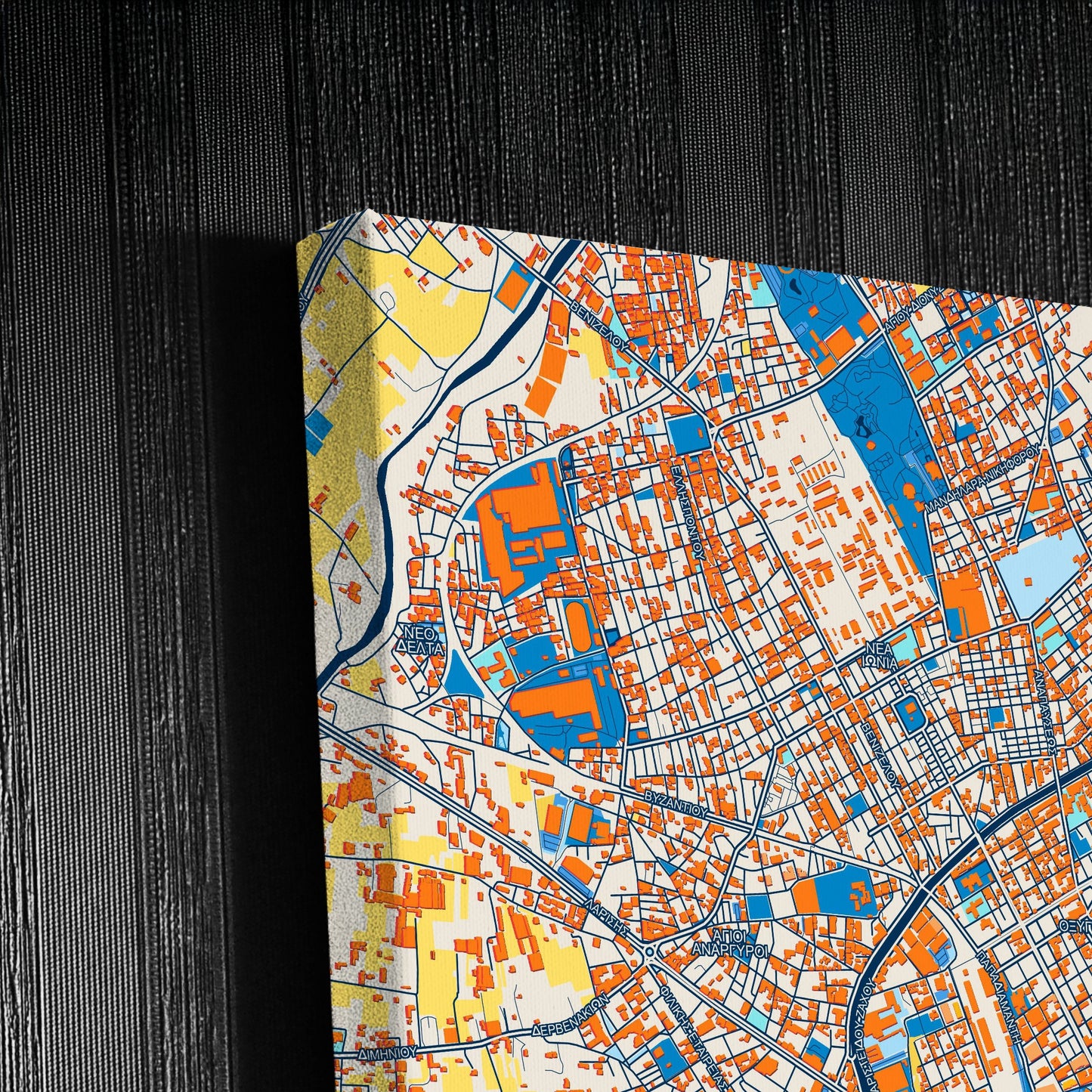 Βολος Greece Colorful City Map Canvas Print Detail