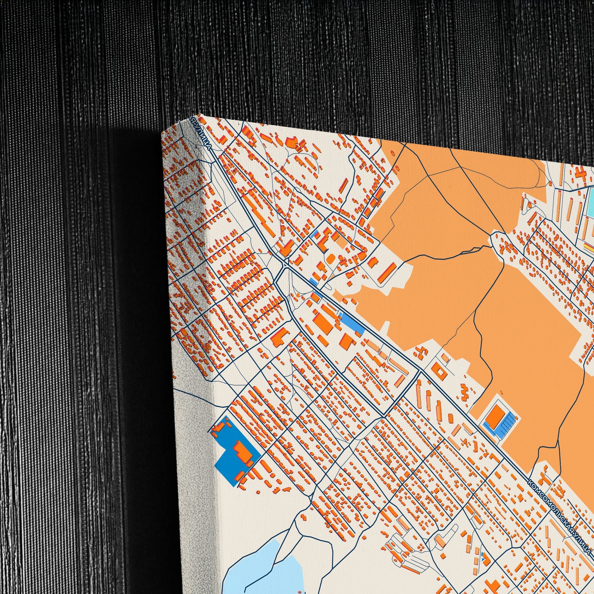 Вольск Russia Colorful City Map Canvas Print Detail