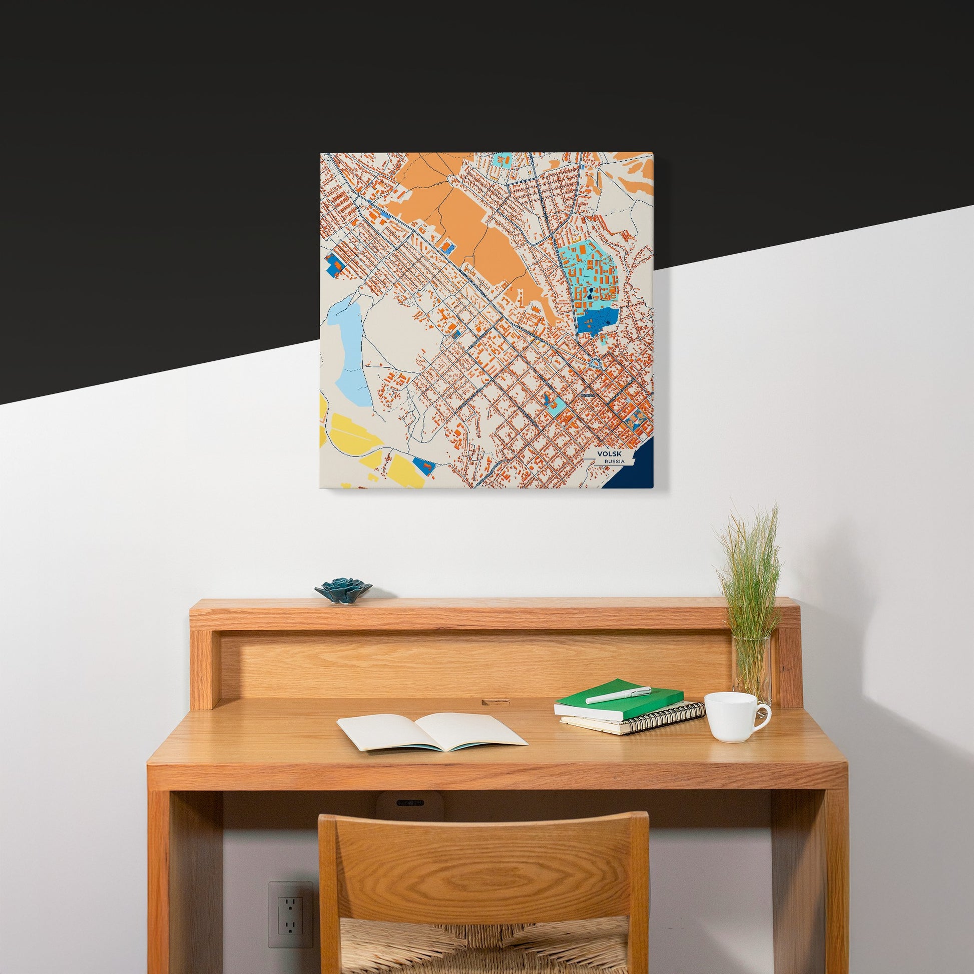 Вольск Russia Colorful City Map Canvas Print Scene