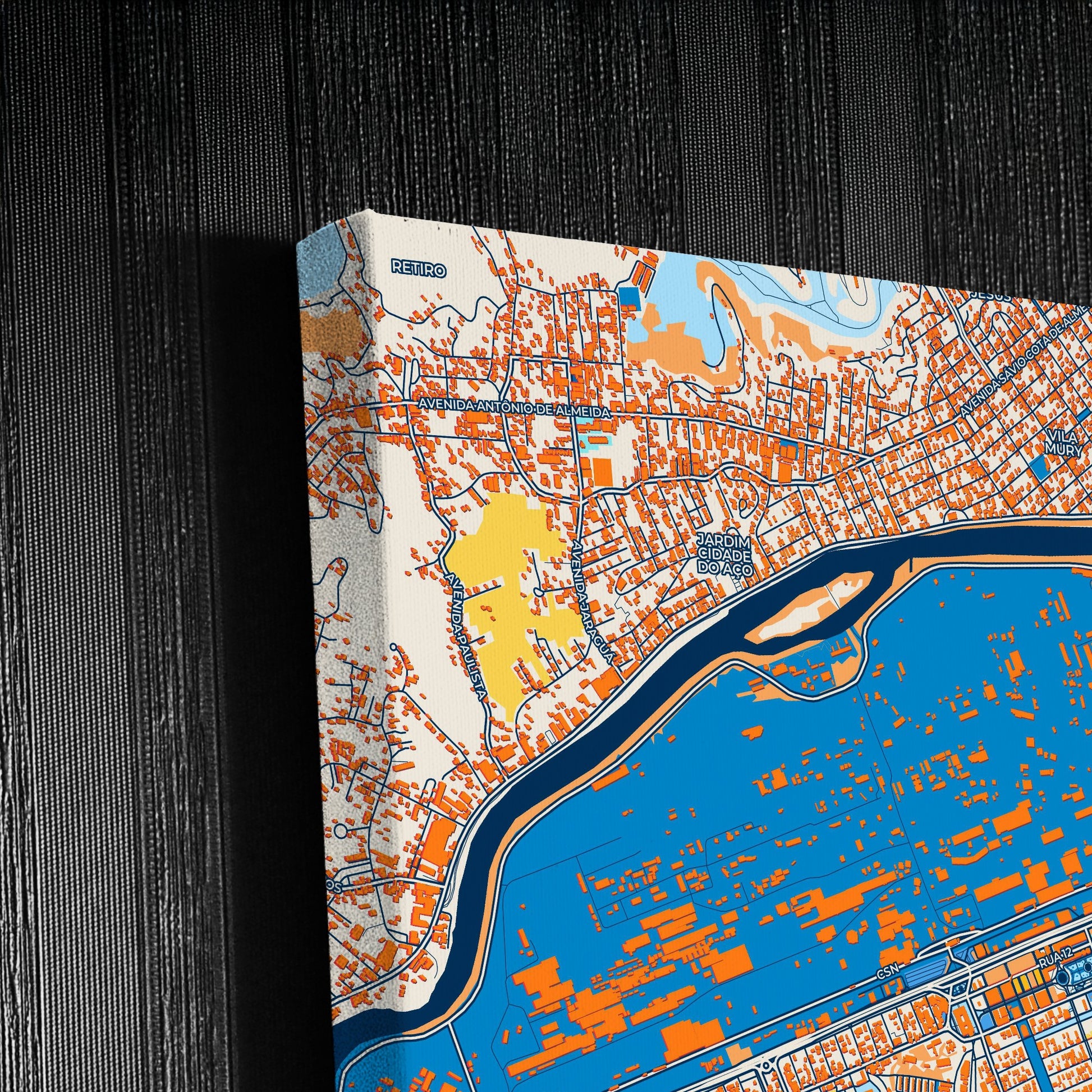 Volta Redonda Brazil Colorful City Map Canvas Print Detail