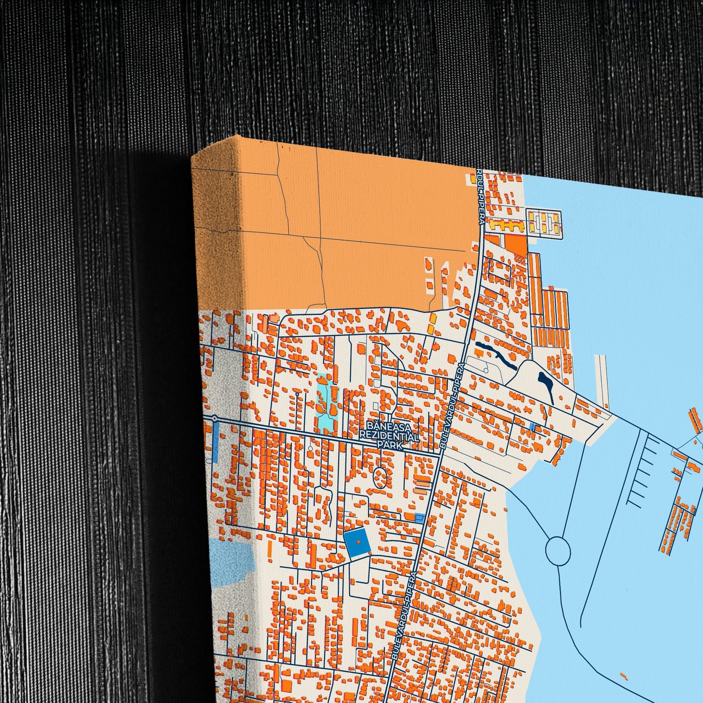 Voluntari Romania Colorful City Map Canvas Print Detail