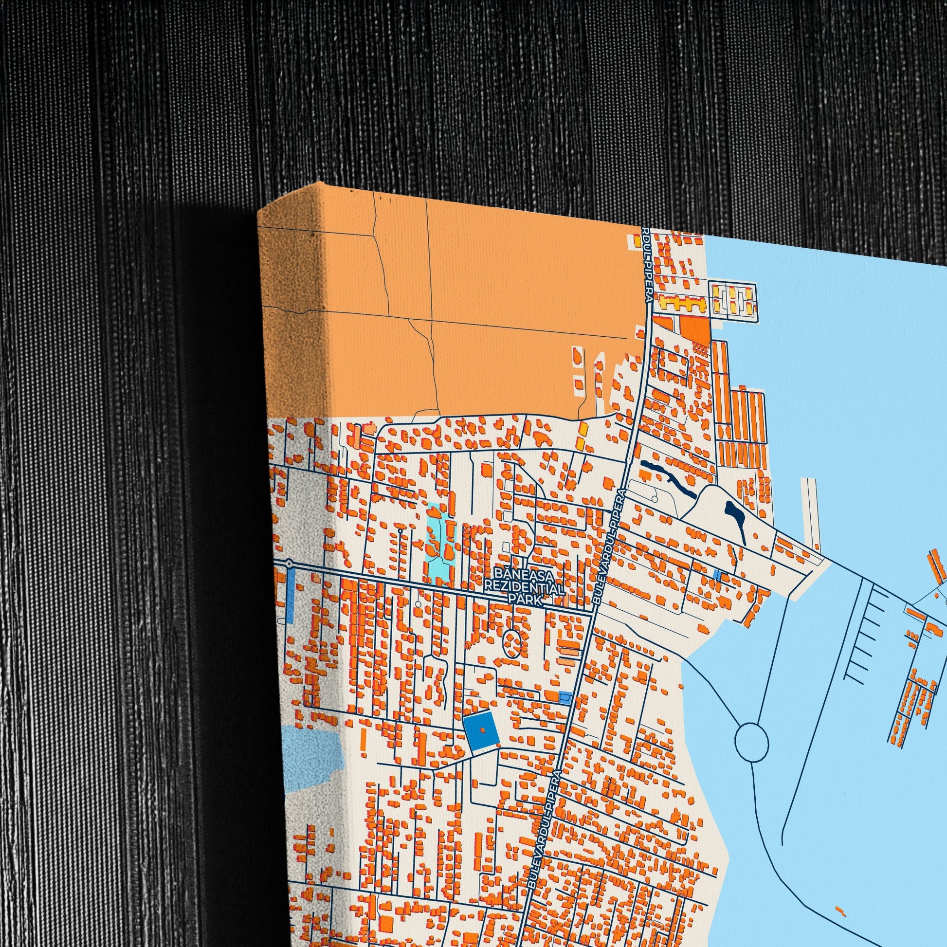 Voluntari Romania Colorful City Map Canvas Print Detail