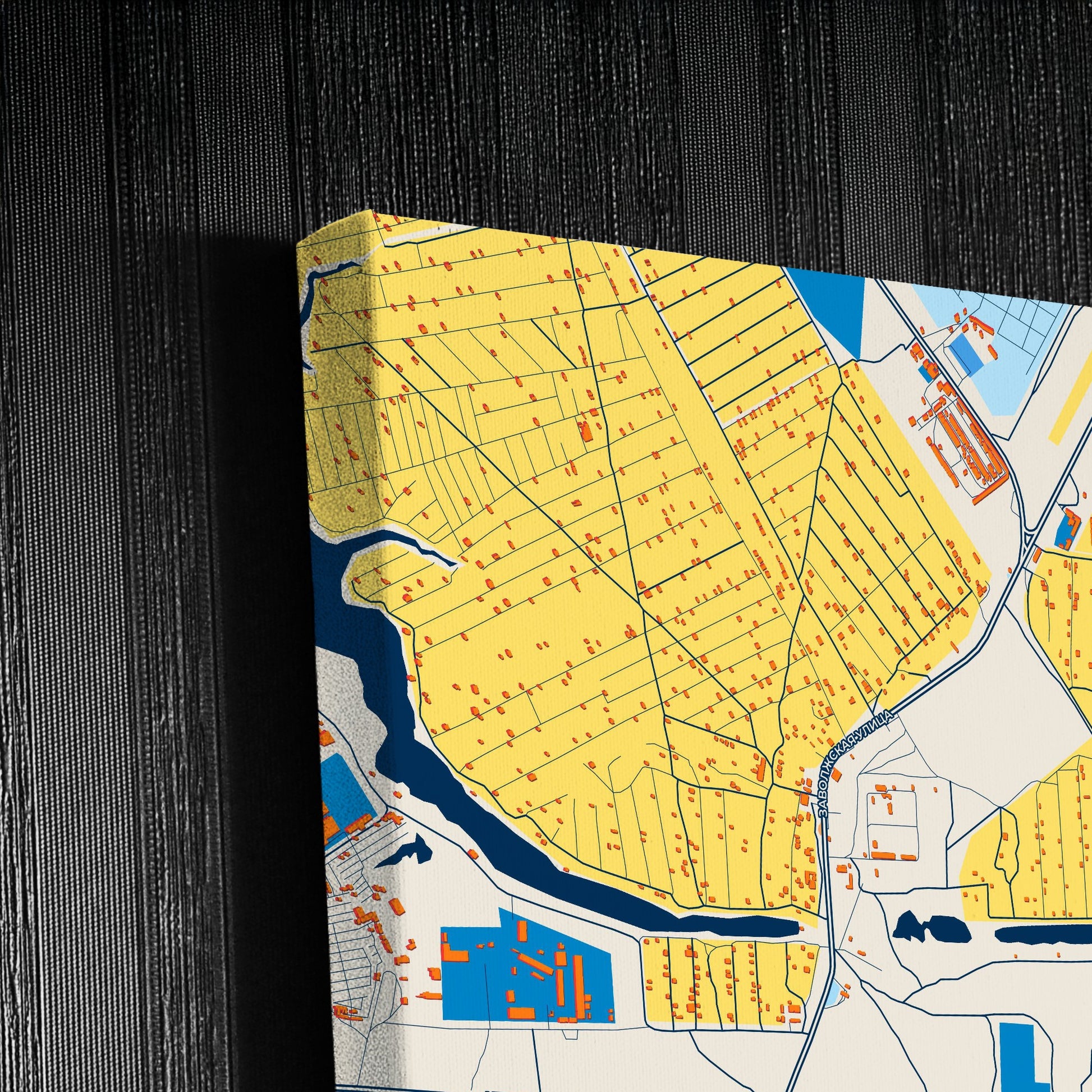 Волжский Russia Colorful City Map Canvas Print Detail