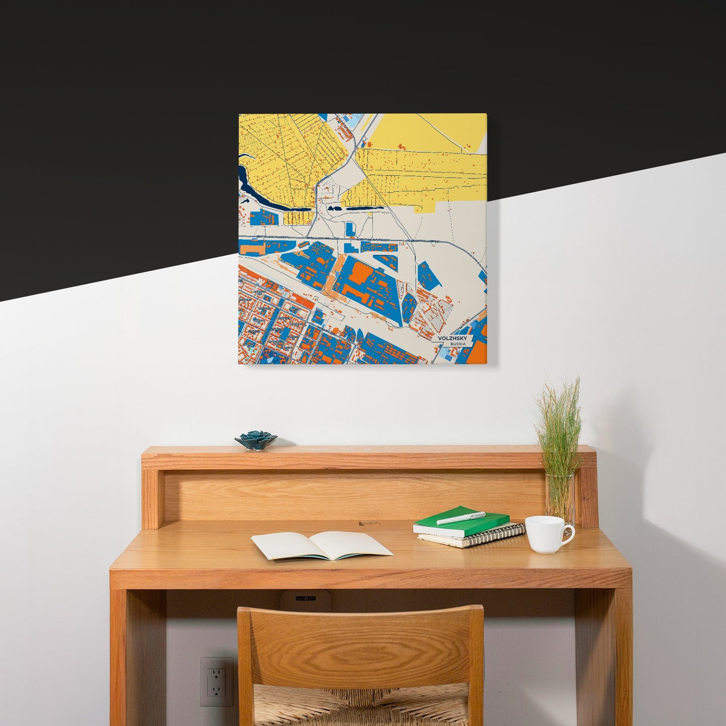 Волжский Russia Colorful City Map Canvas Print Scene