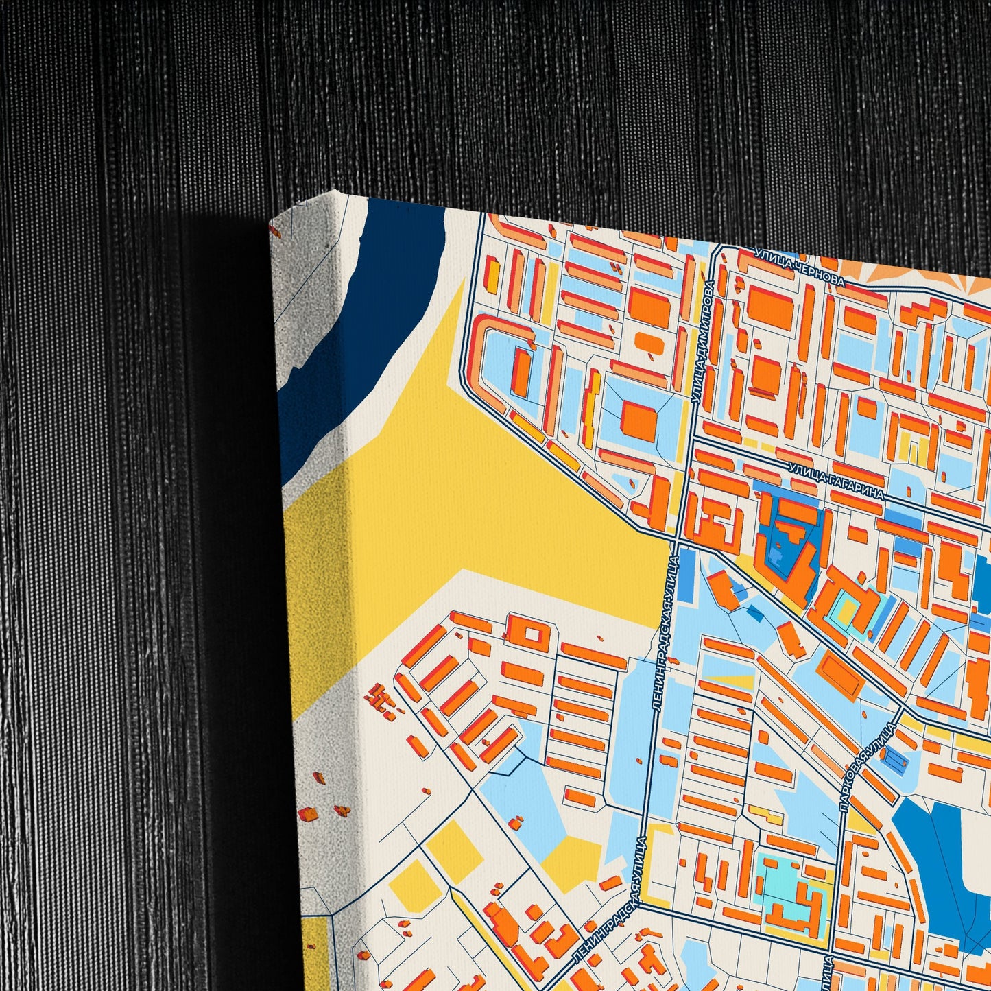 Воркута Russia Colorful City Map Canvas Print Detail