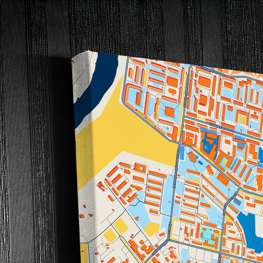 Воркута Russia Colorful City Map Canvas Print Detail
