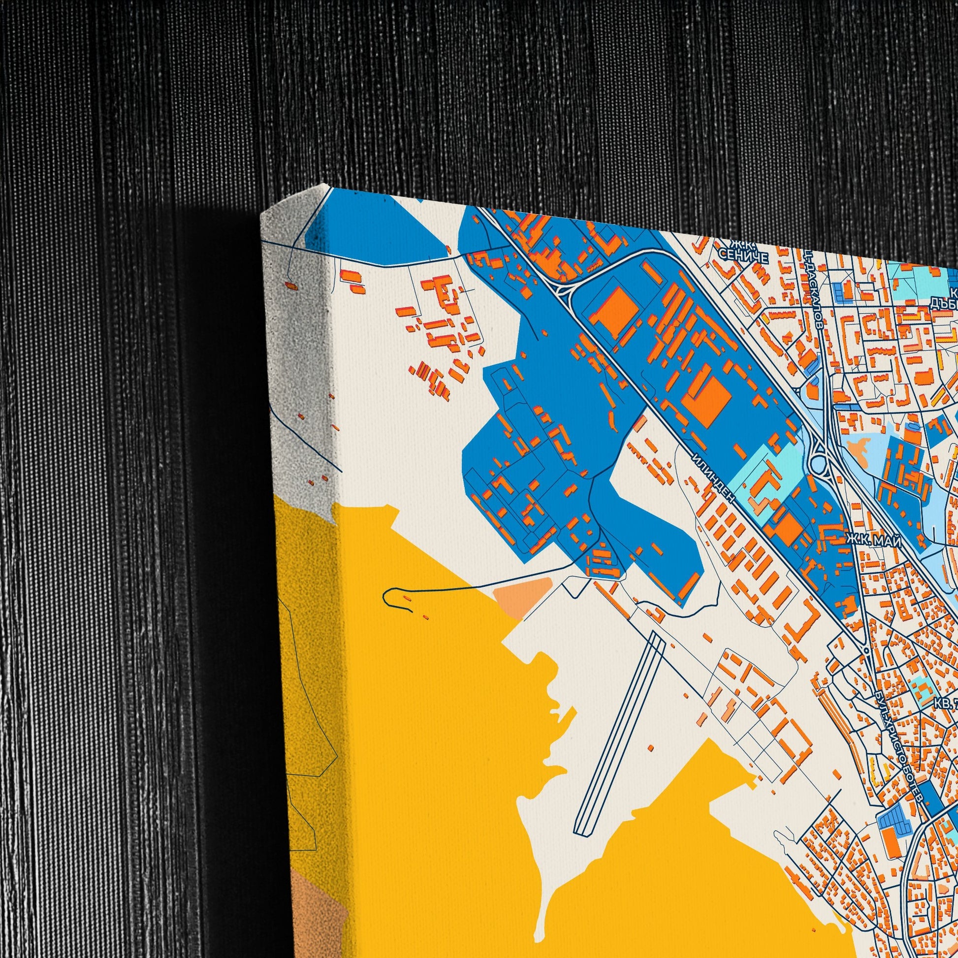 Враца Bulgaria Colorful City Map Canvas Print Detail