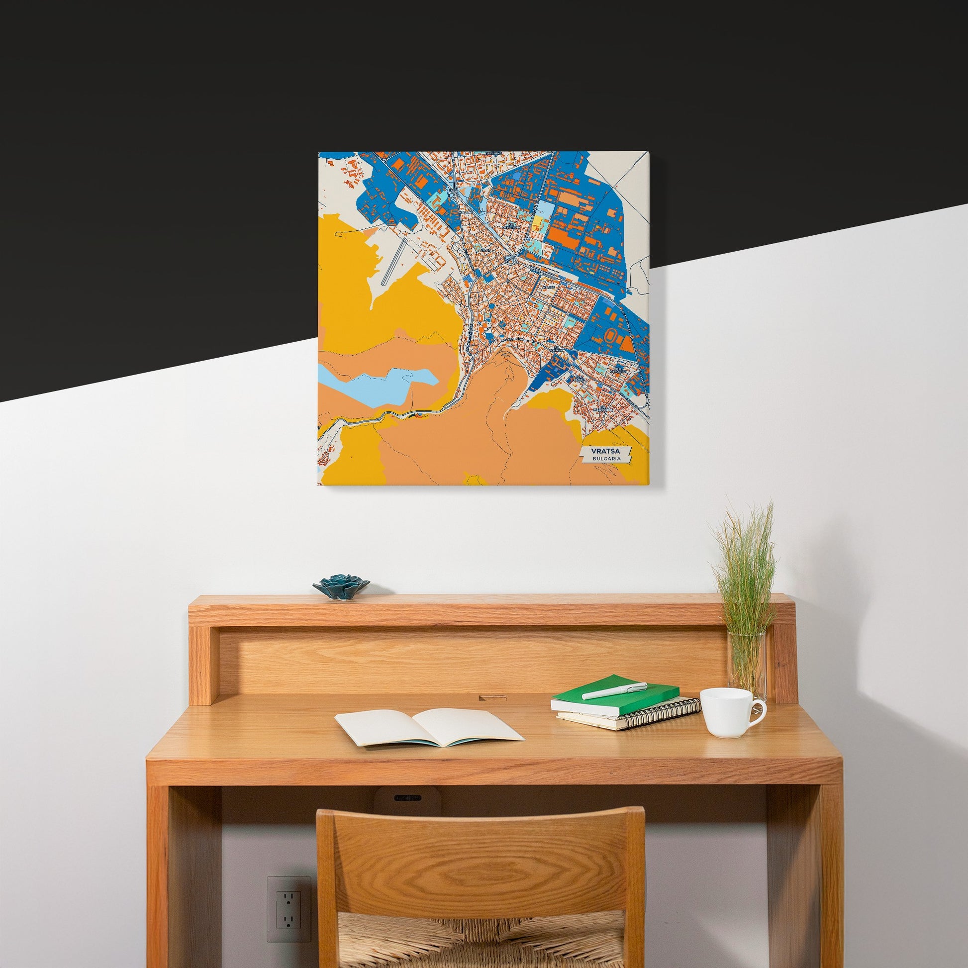 Враца Bulgaria Colorful City Map Canvas Print Scene