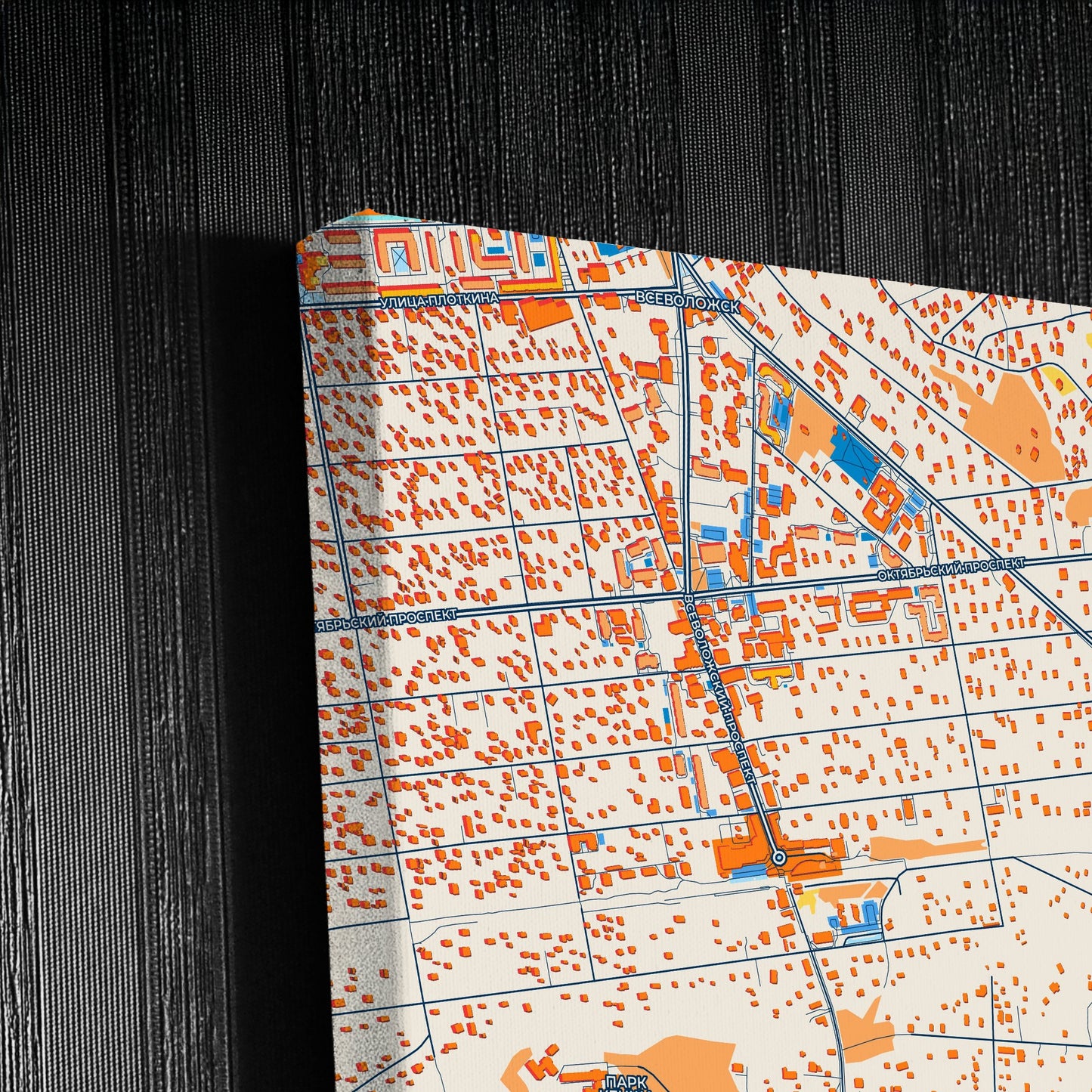 Всеволожск Russia Colorful City Map Canvas Print Detail