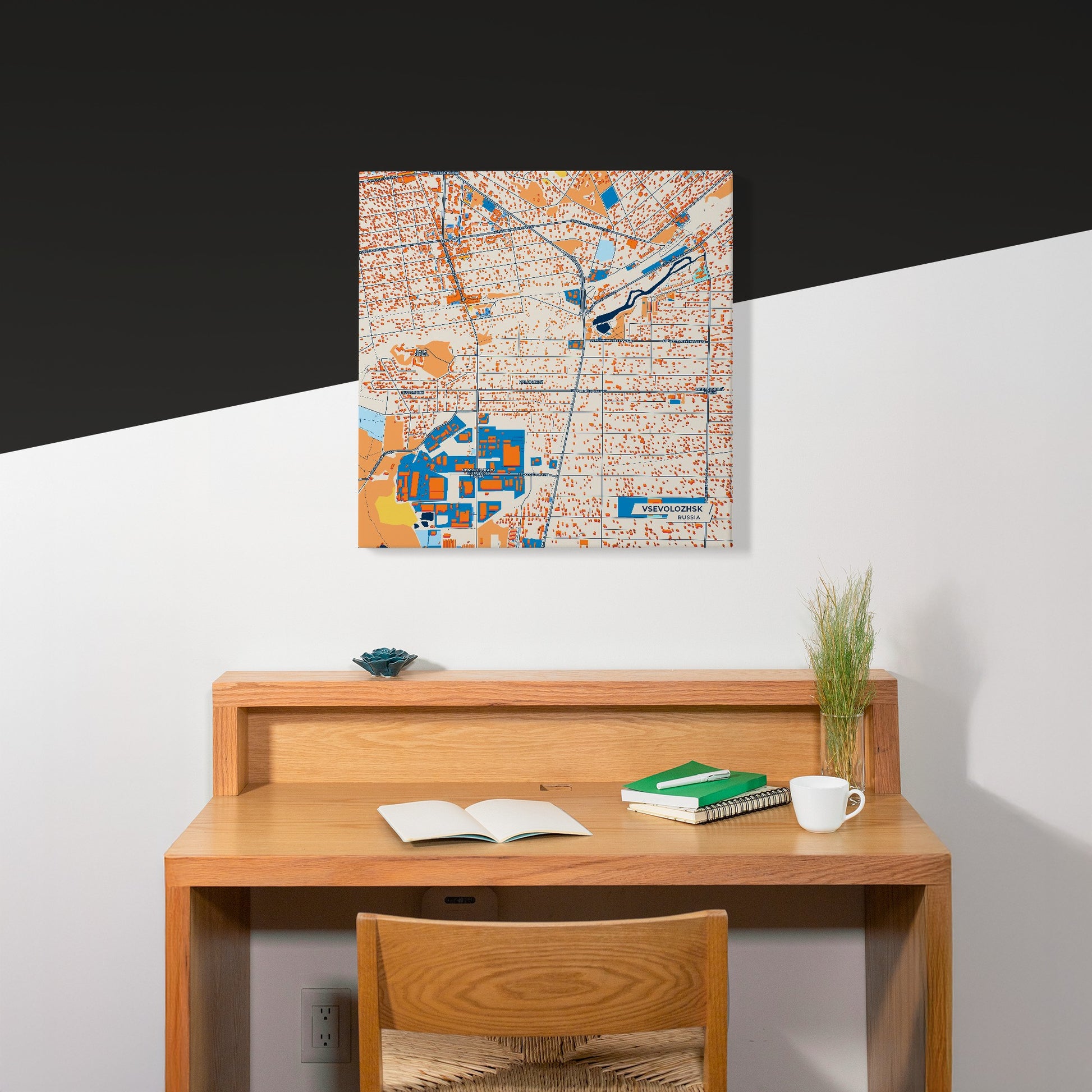 Всеволожск Russia Colorful City Map Canvas Print Scene