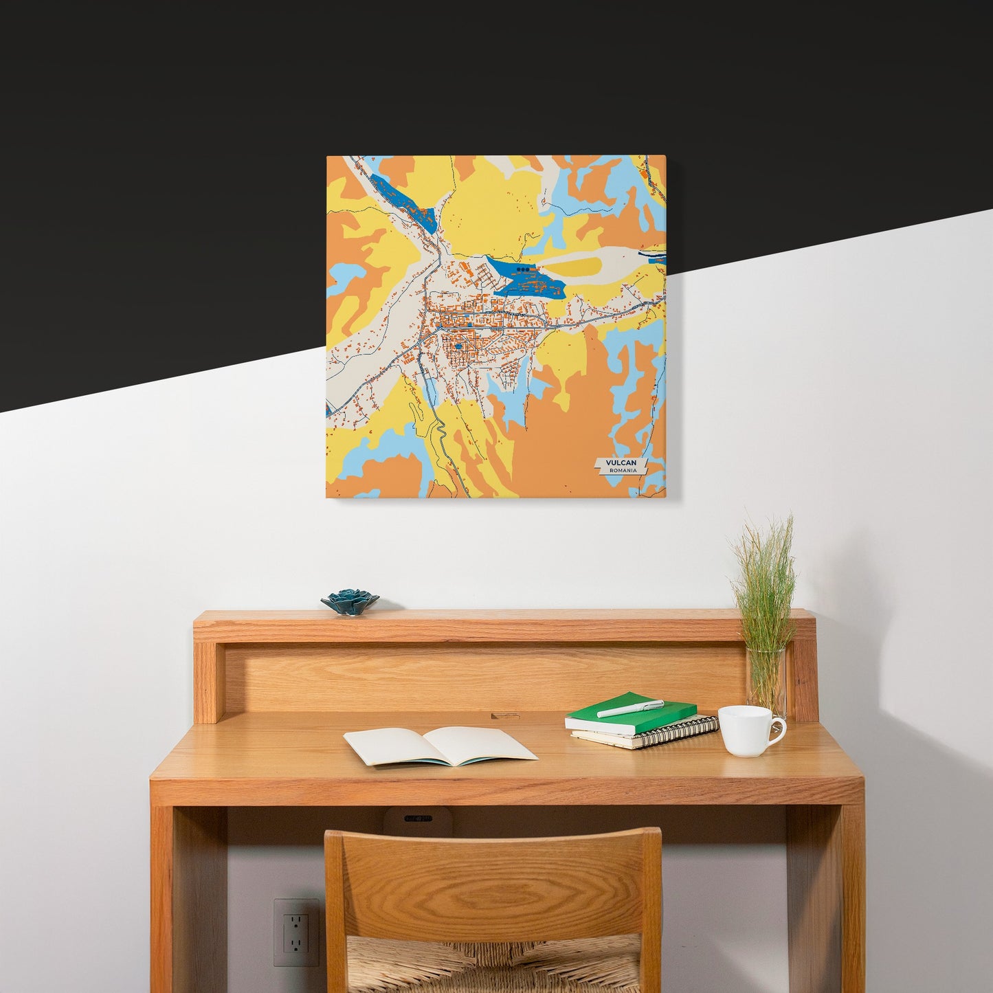 Vulcan Romania Colorful City Map Canvas Print Scene