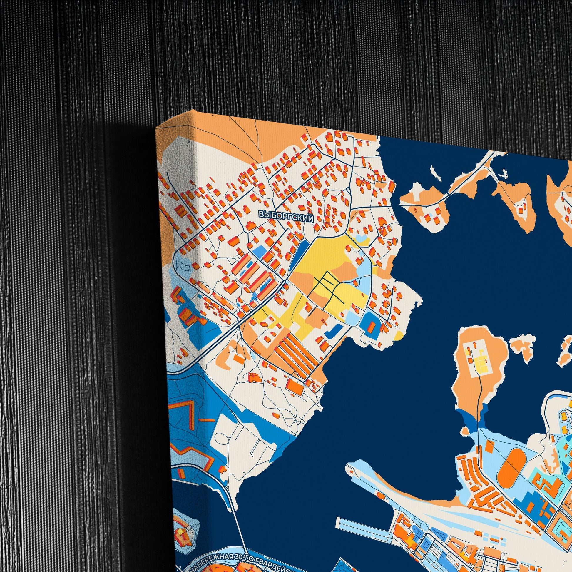 Vyborg Russia Colorful City Map Canvas Print Detail