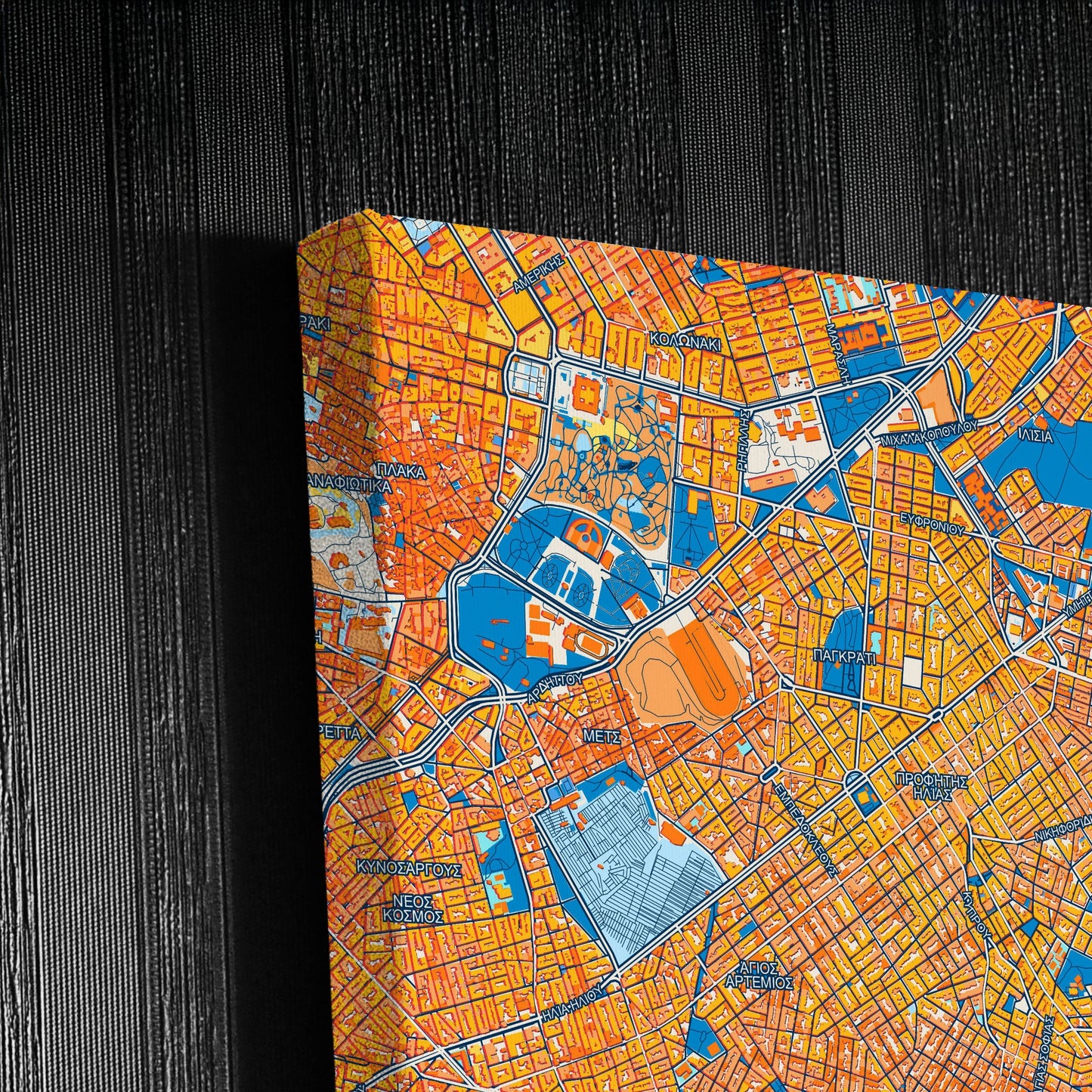 Βυρονας Greece Colorful City Map Canvas Print Detail