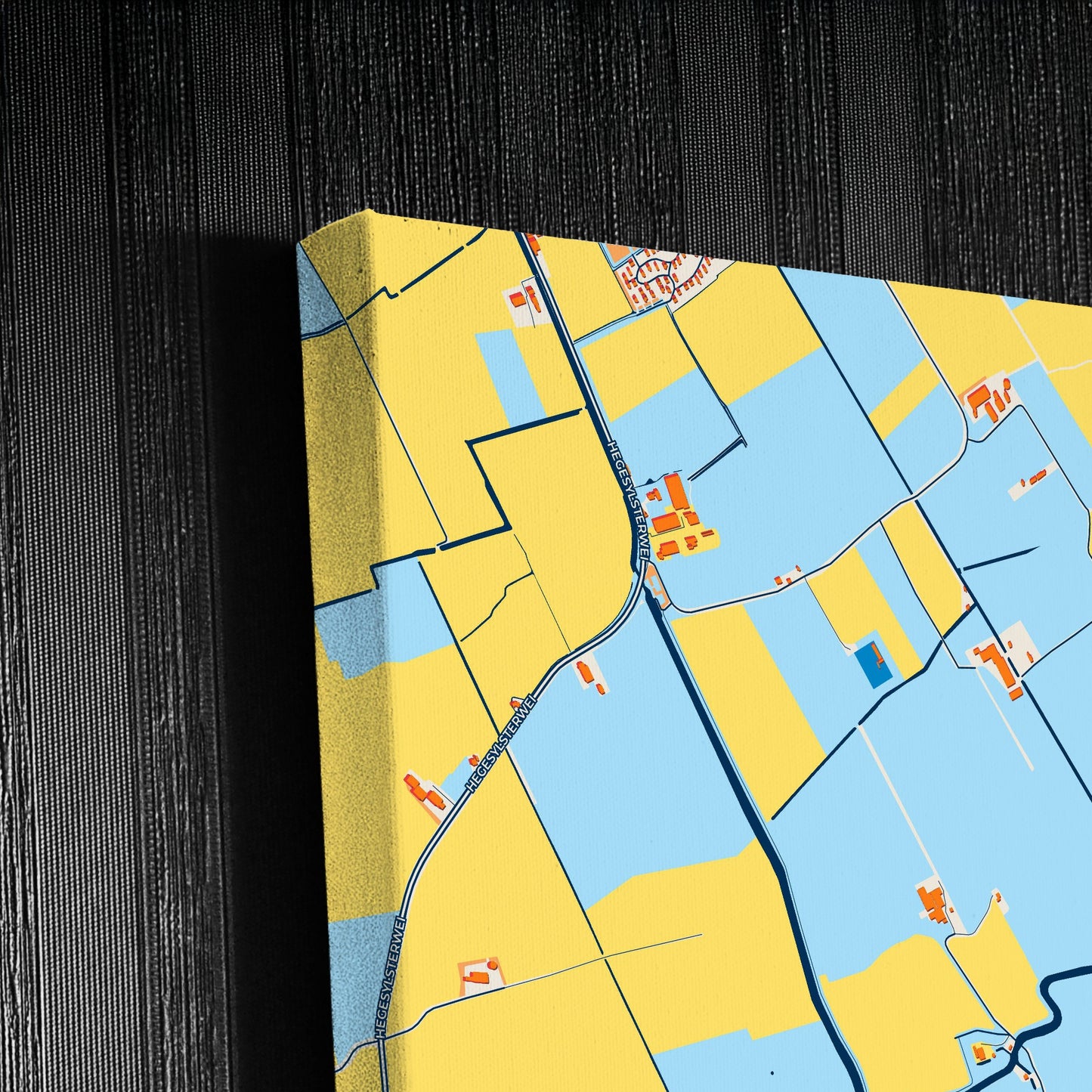 Waadhoeke Netherlands Colorful City Map Canvas Print Detail